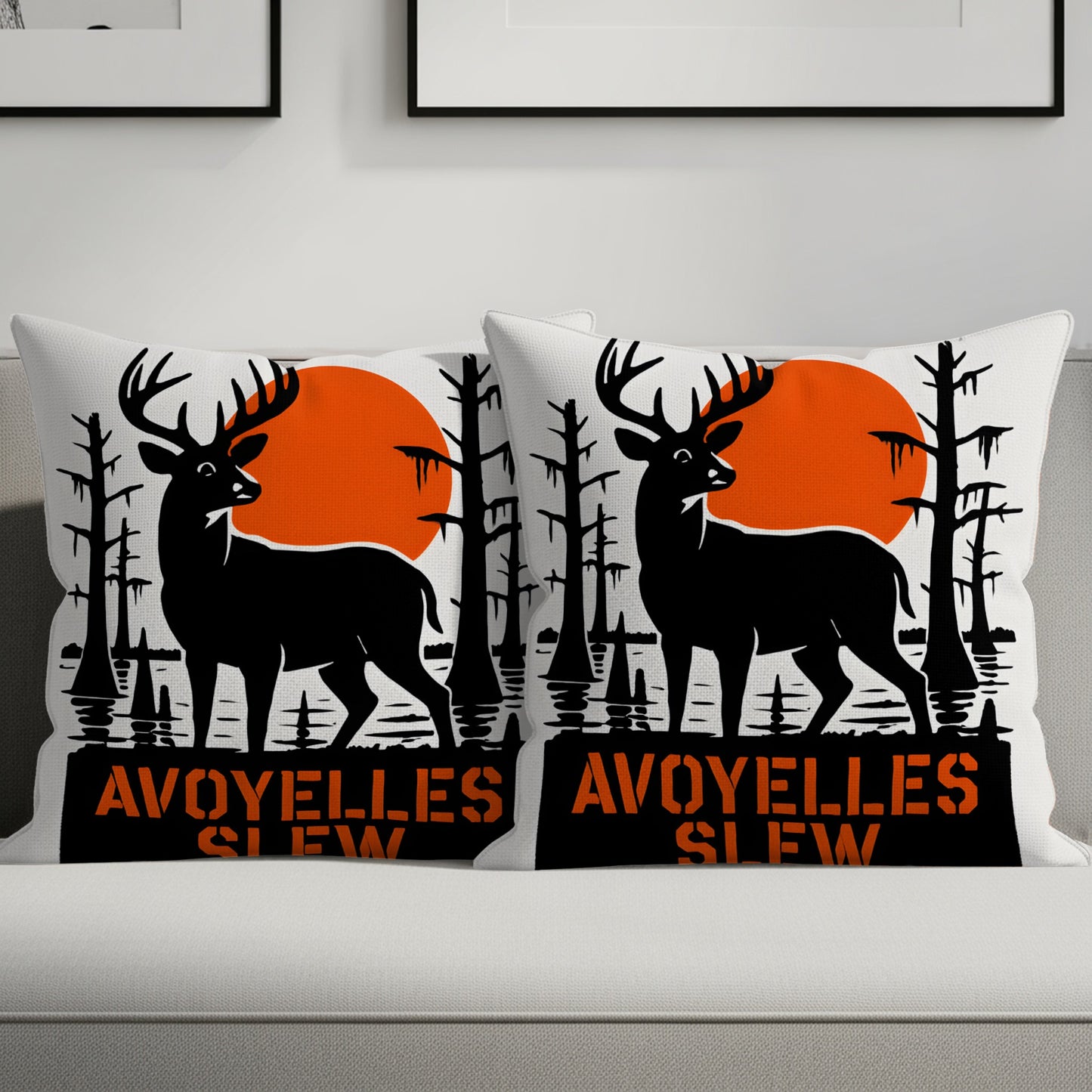 Avoyelles Slew Deer and Sunset Design Pillow product
