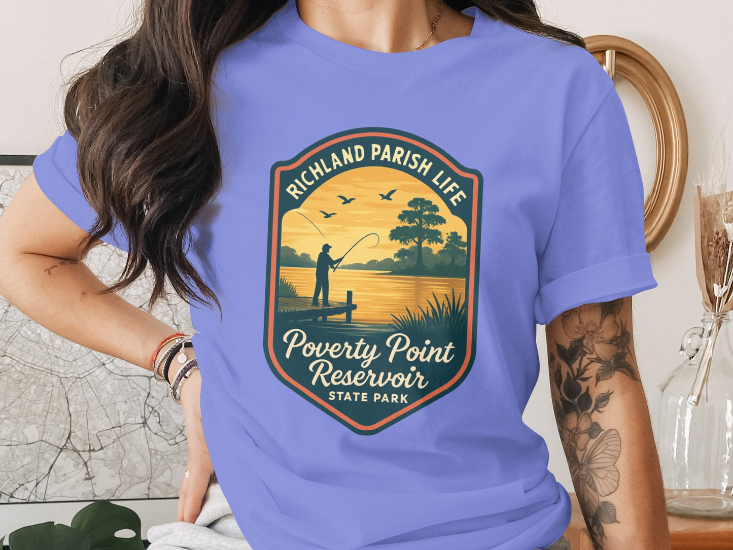 Poverty Point Reservoir State Park T-Shirt, Richland Parish Life Sunset Graphic Tee, Outdoor Nature Lover Gift