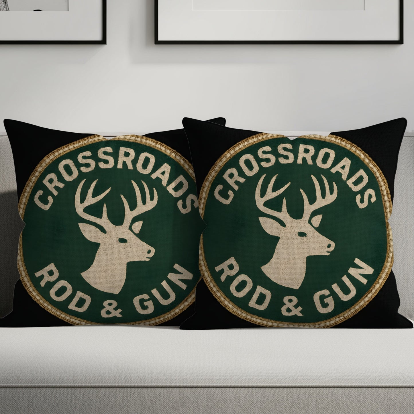 Crossroads Rod and Gun Deer Emblem Throw Pillow product type