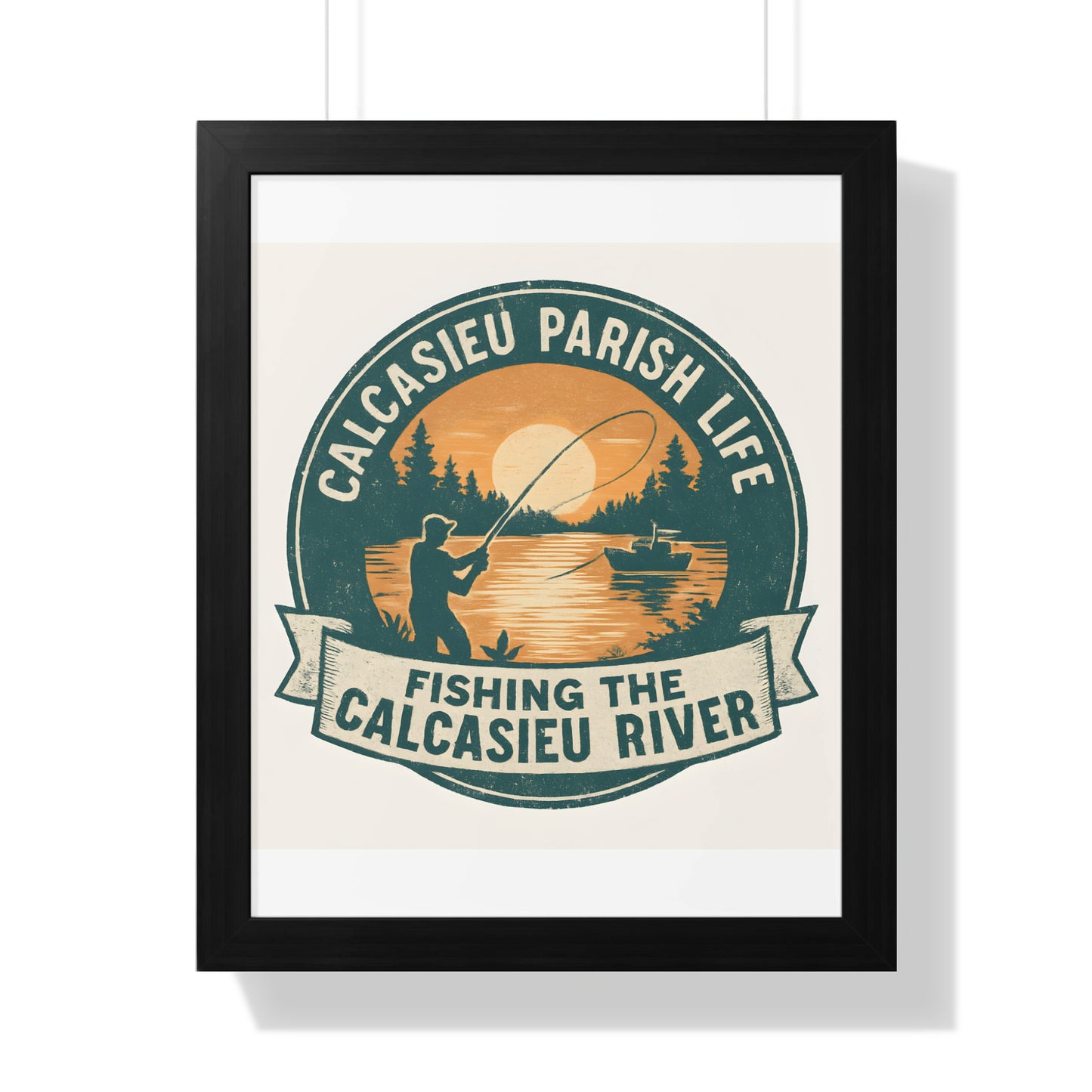 Calcasieu River Fishing Poster, Vintage Style Angler Artwork, Rustic Cabin Decor, Outdoor Enthusiast Gift Idea