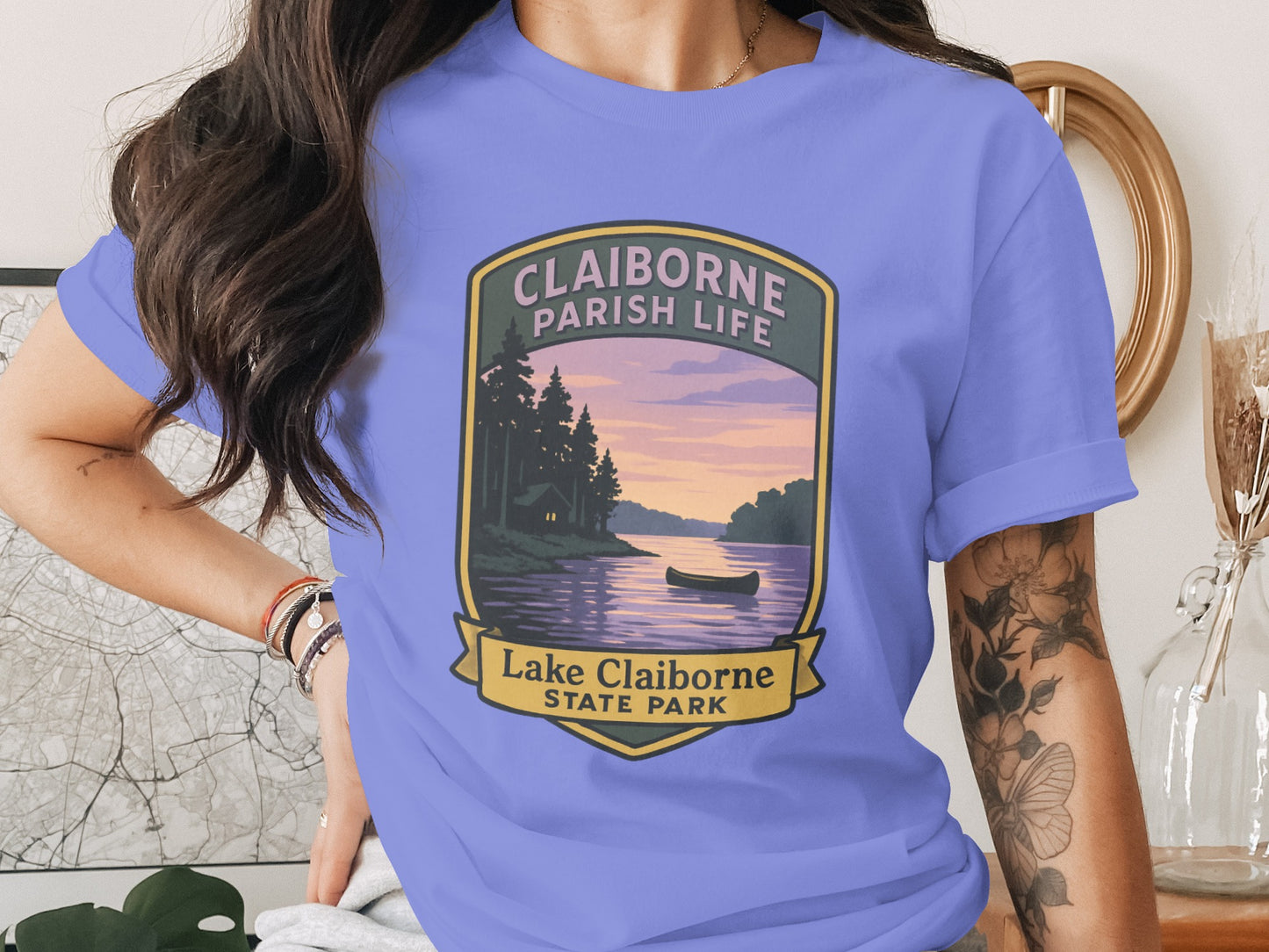 Lake Claiborne State Park T-Shirt, Vintage Sunset Graphic Tee, Outdoor Themed Casual Apparel