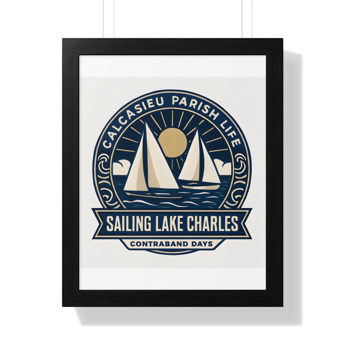 Calcasieu Parish Life Sailing Lake Charles Poster, Nautical Wall Art, Contraband Days Decor