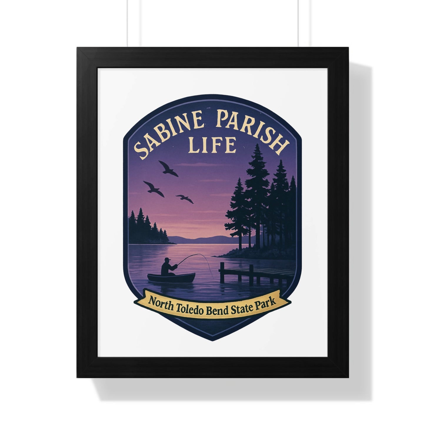 Sabine Parish Life Vintage Poster, North Toledo Bend State Park Print, Sunset Lake Fishing Wall Art Decor