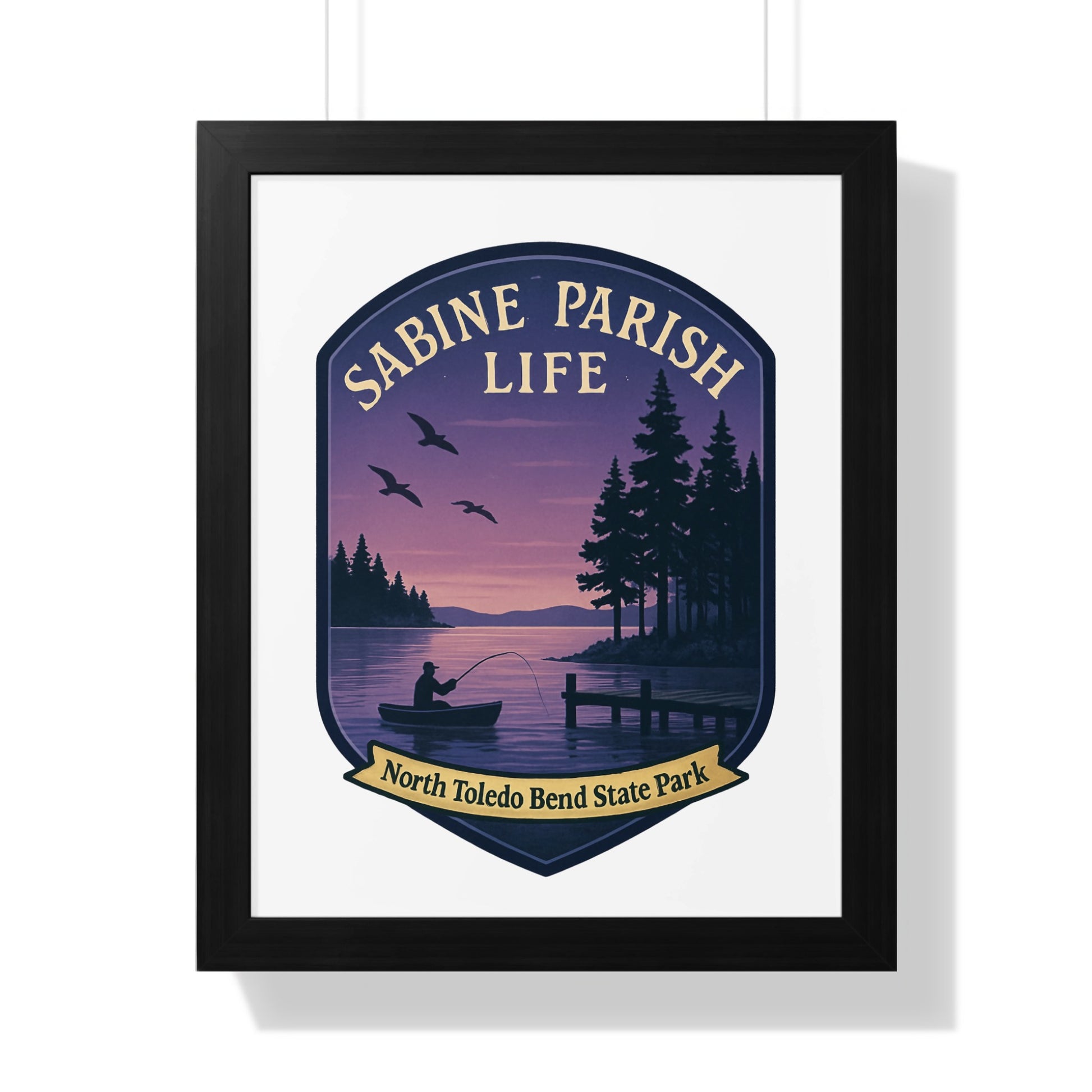Sabine Parish Life Vintage Poster, North Toledo Bend State Park Print, Sunset Lake Fishing Wall Art Decor
