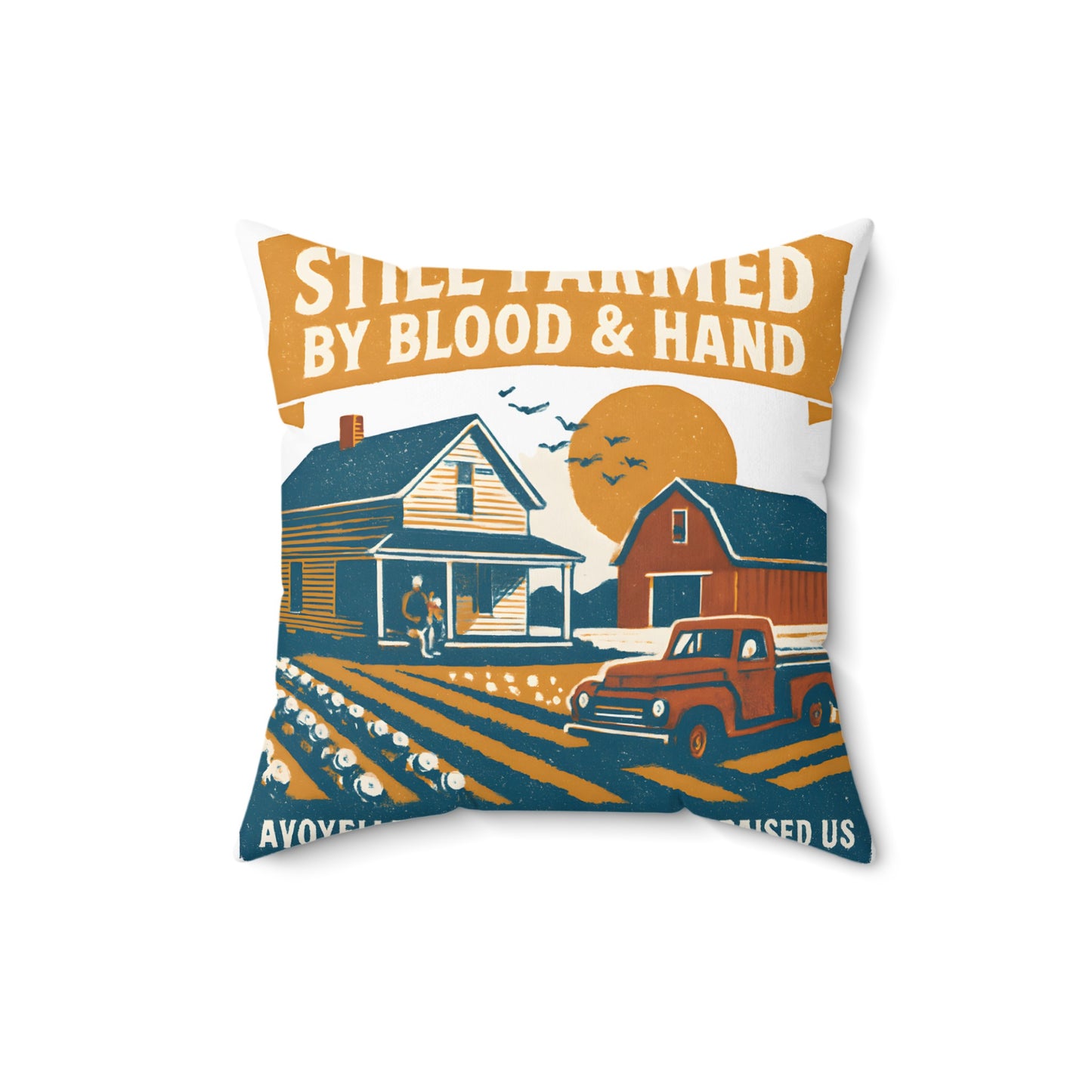 Still Farmed By Blood and Hand Throw Pillow product type