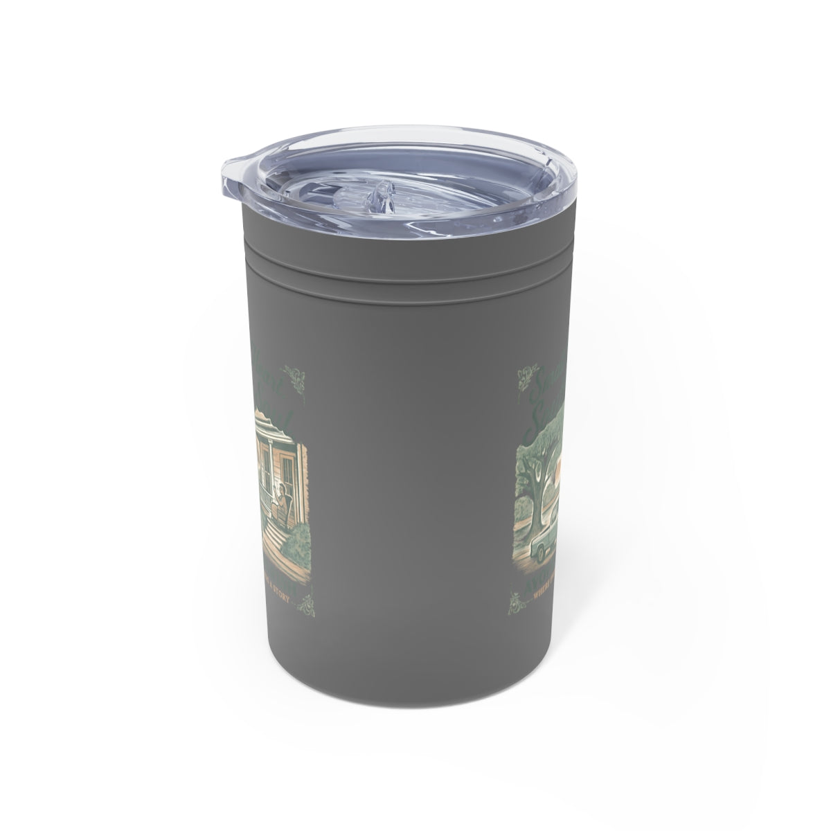 Scenic Landscape-Themed Gray Tumbler with Lid product type