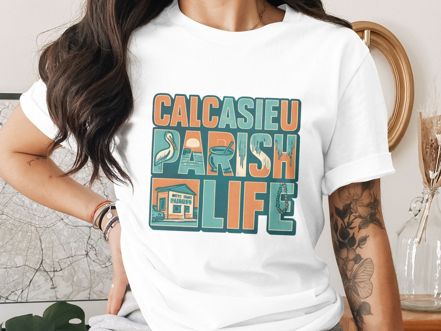 Calcasieu Parish Life Graphic T-Shirt, Vintage Style Tee, Louisiana Inspired Casual Apparel, Unisex Cotton Shirt
