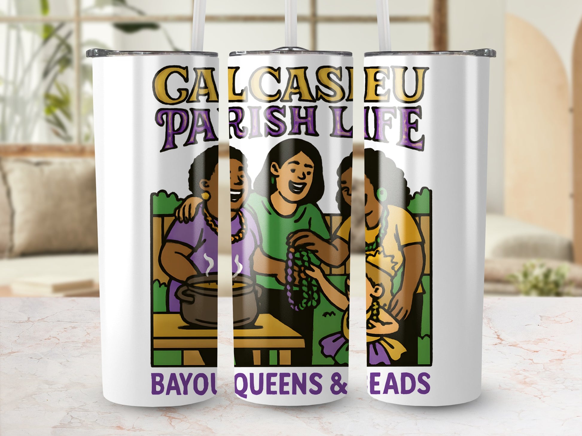 Parish Life Themed Travel Mug, Colorful Community Gathering Illustration, Unique Coffee Cup Gift