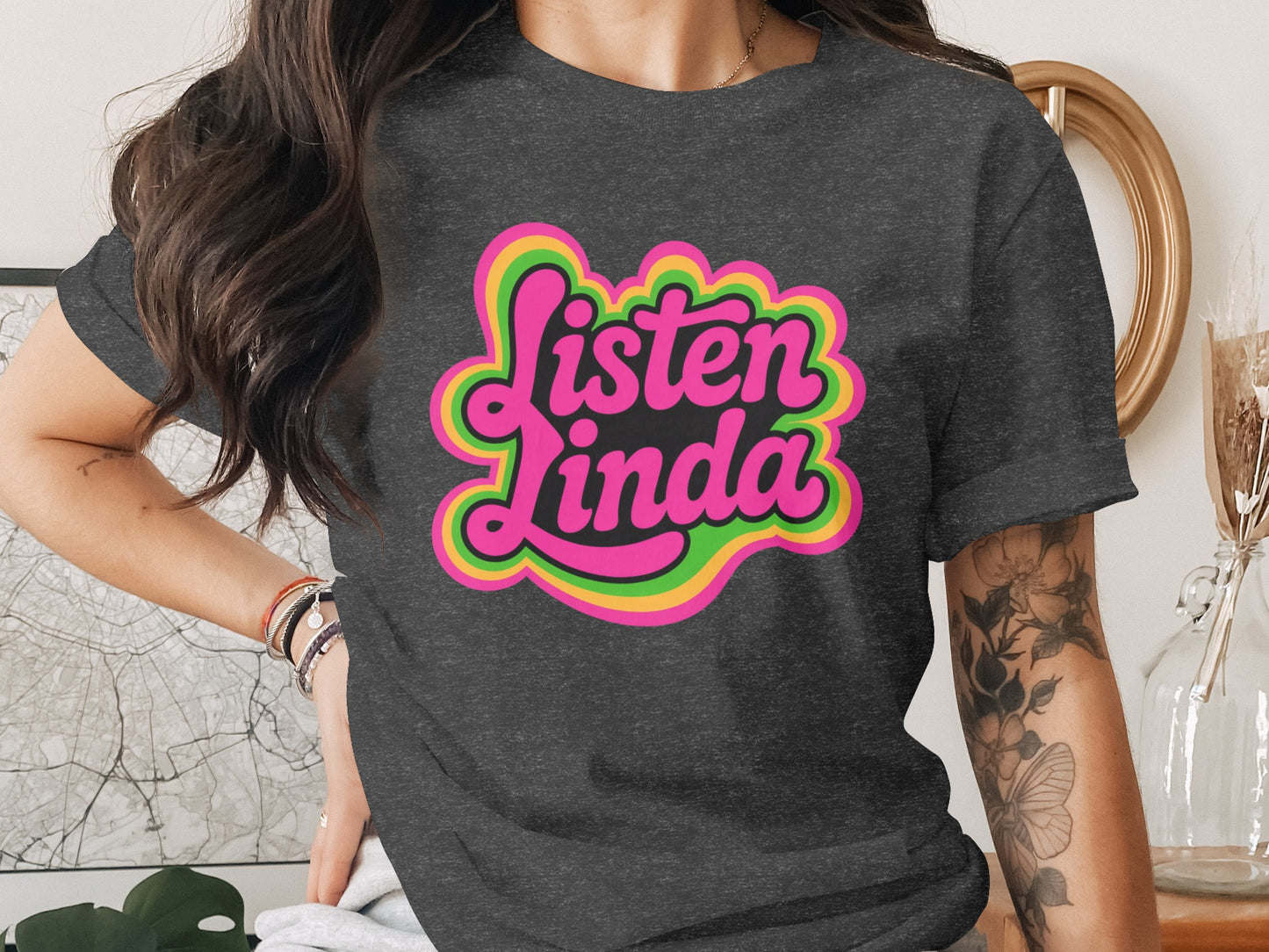 Listen Linda Colorful Graphic T-Shirt product type