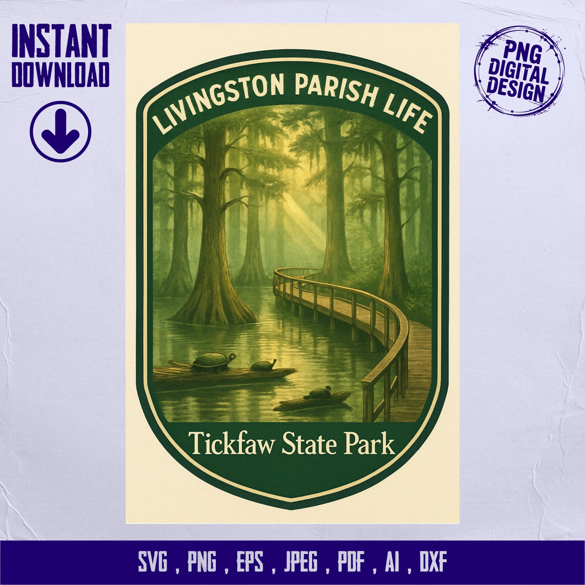 Tickfaw State Park Digital Art, Livingston Parish Life, Swamp Scenery SVG, PNG, JPEG Download