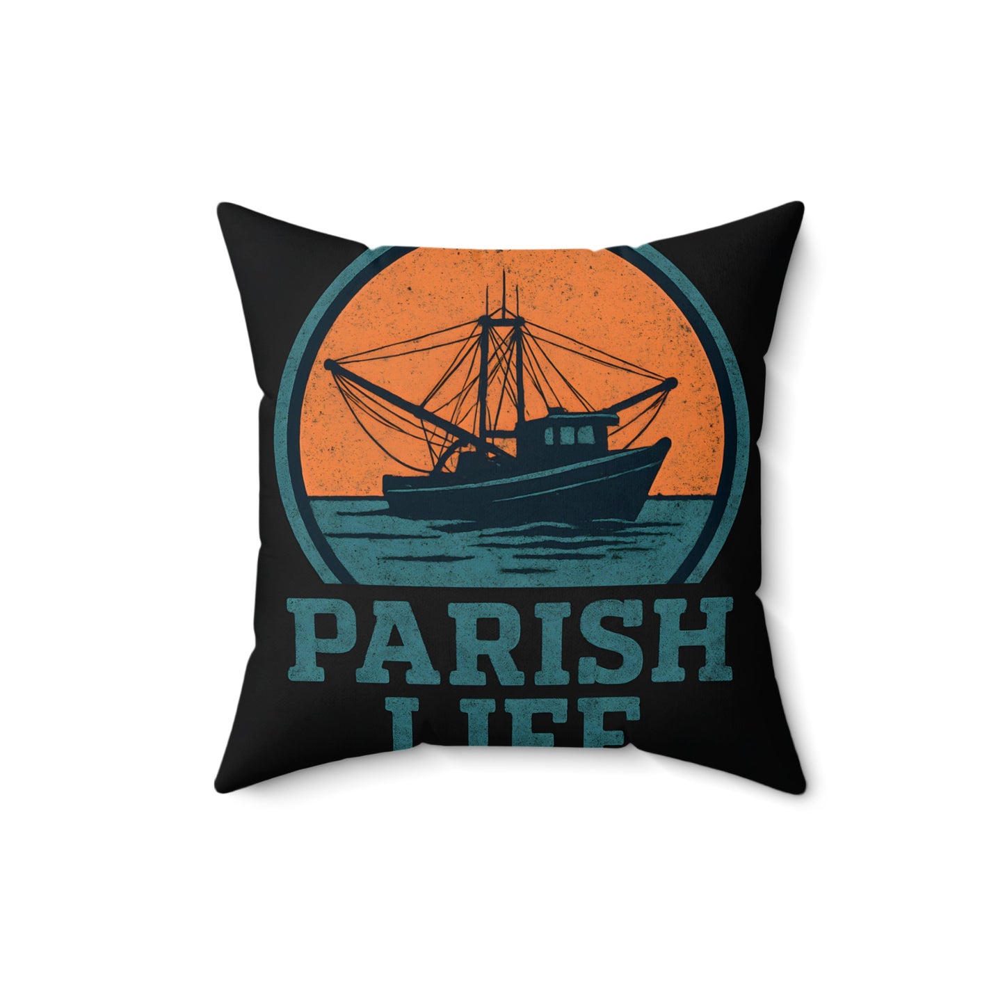 Parish Life Fishing Boat Graphic Pillow product type