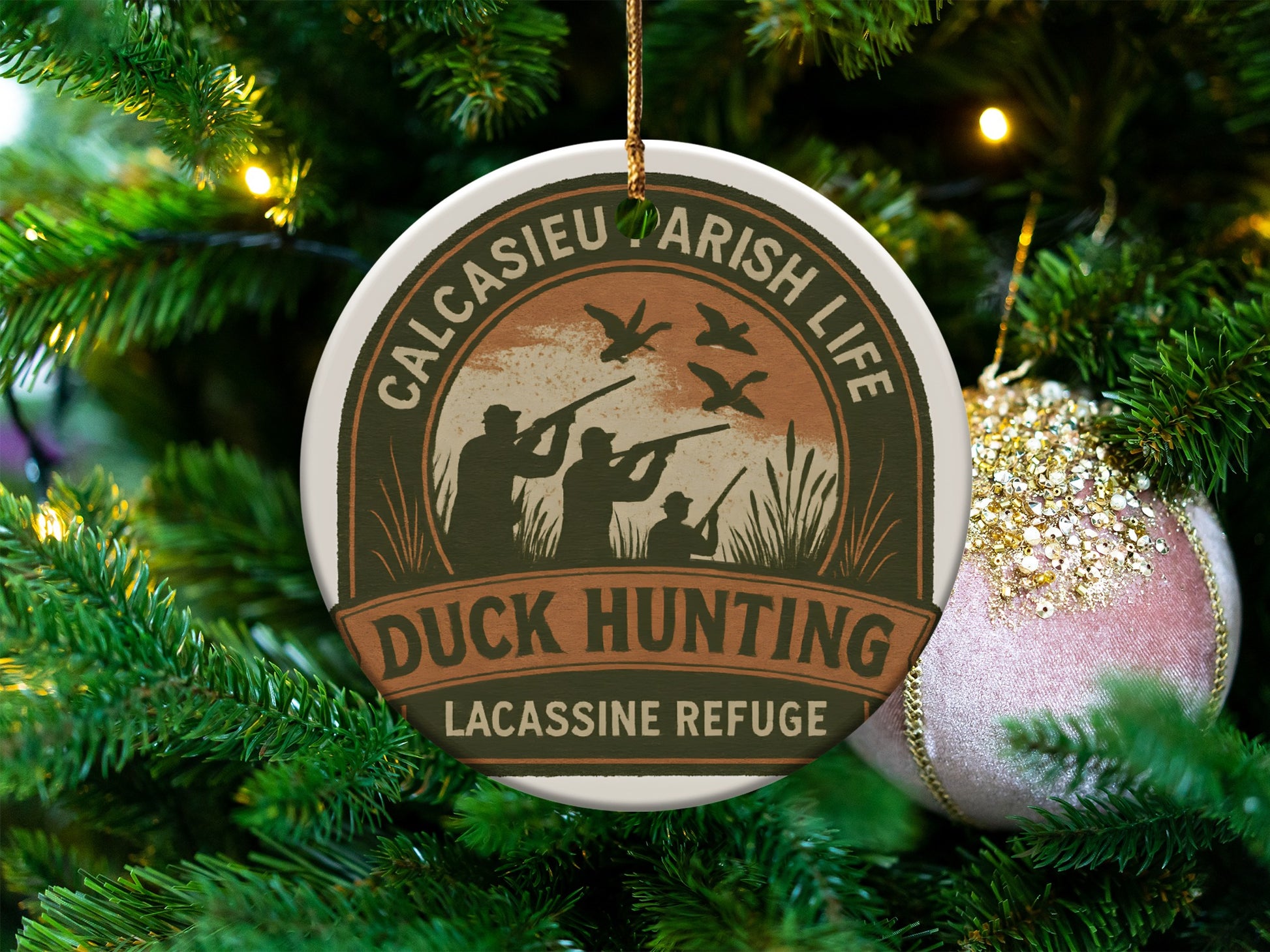 Calcasieu Parish Life Duck Hunting Ornament, Lacassine Refuge Decor, Christmas Tree Decoration, Hunter Gift, Outdoor Enthusiast Present