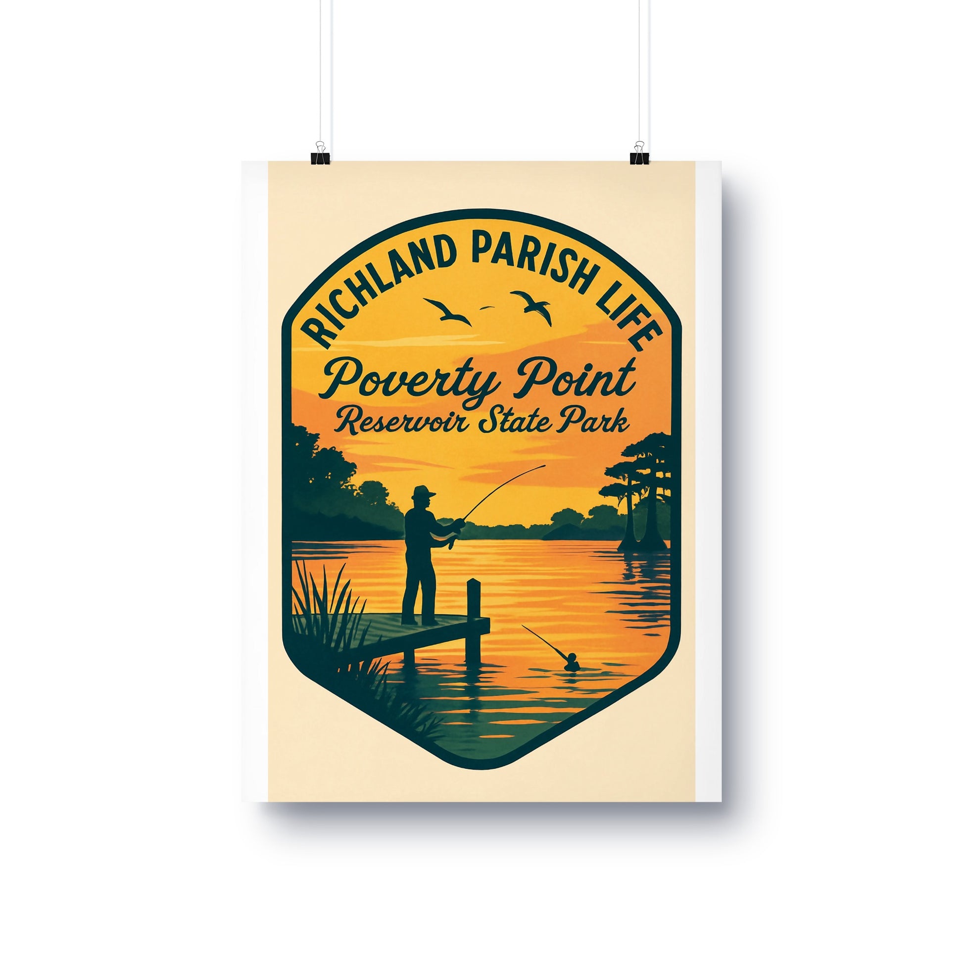 Richland Parish Life Poverty Point Reservoir State Park Sunset Fishing Poster Wall Art Decor