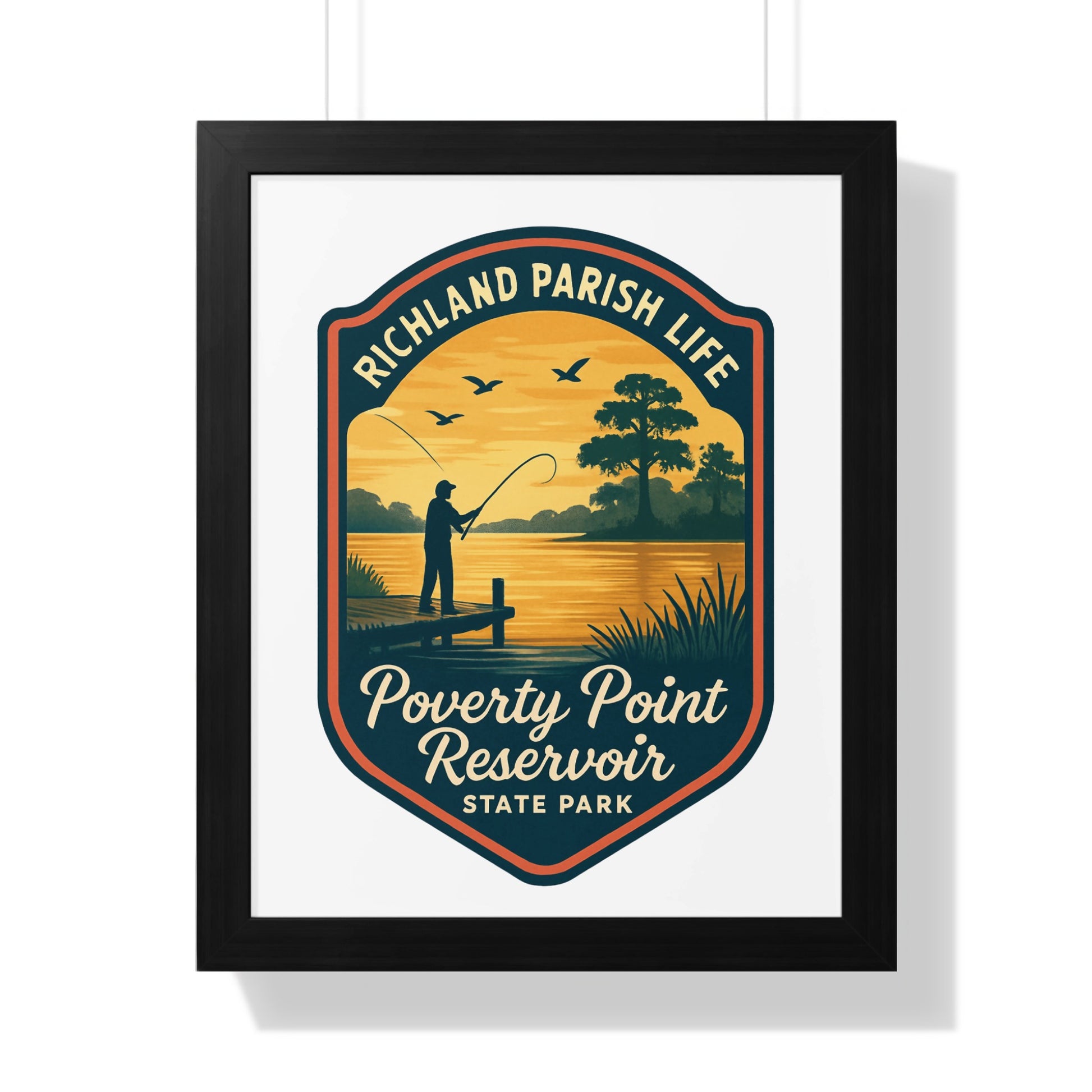 Richland Parish Life Poverty Point Reservoir Poster, State Park Fishing Wall Art, Vintage Style Travel Decor, Unique Gift Idea
