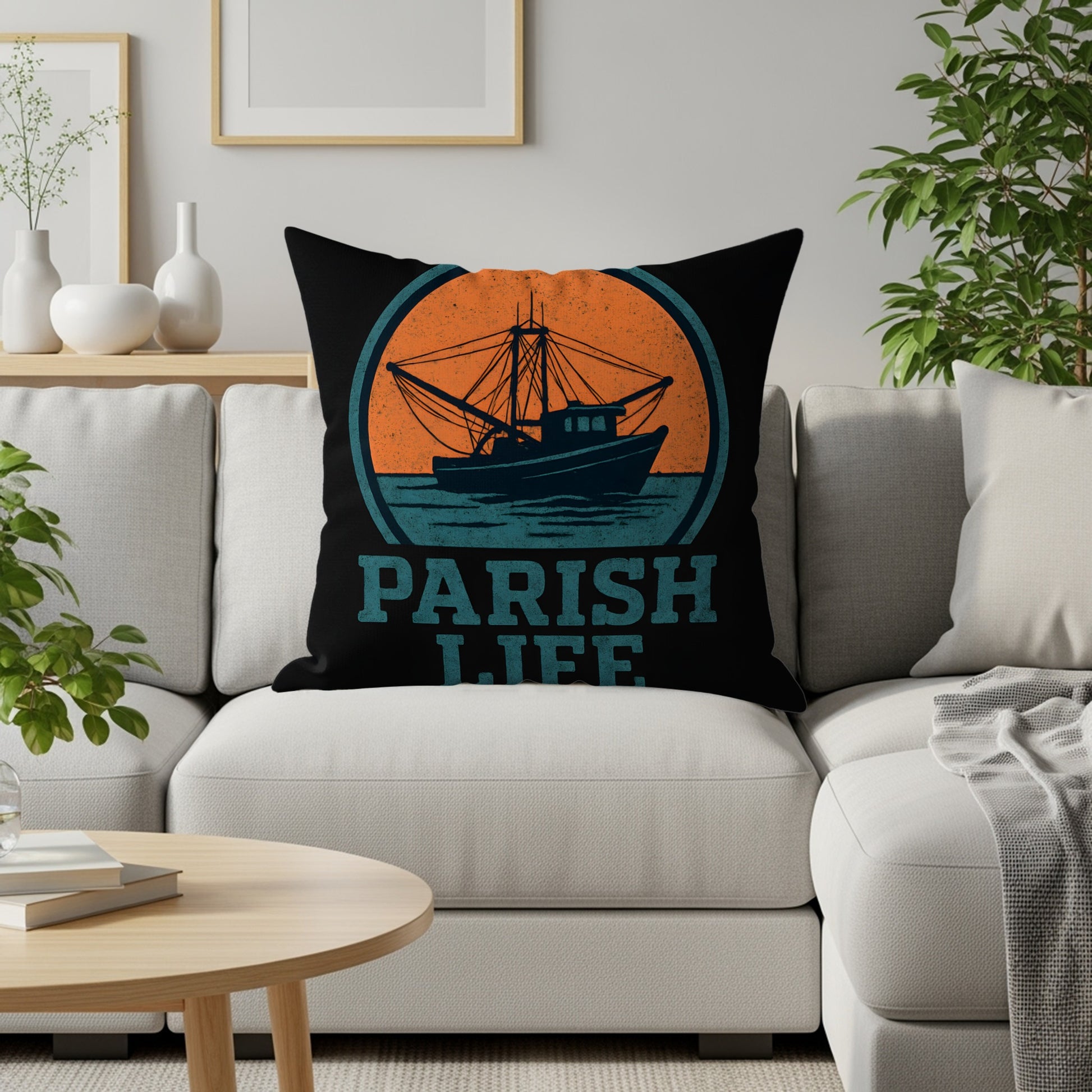 Parish Life Shrimp Boat Decorative Pillow product