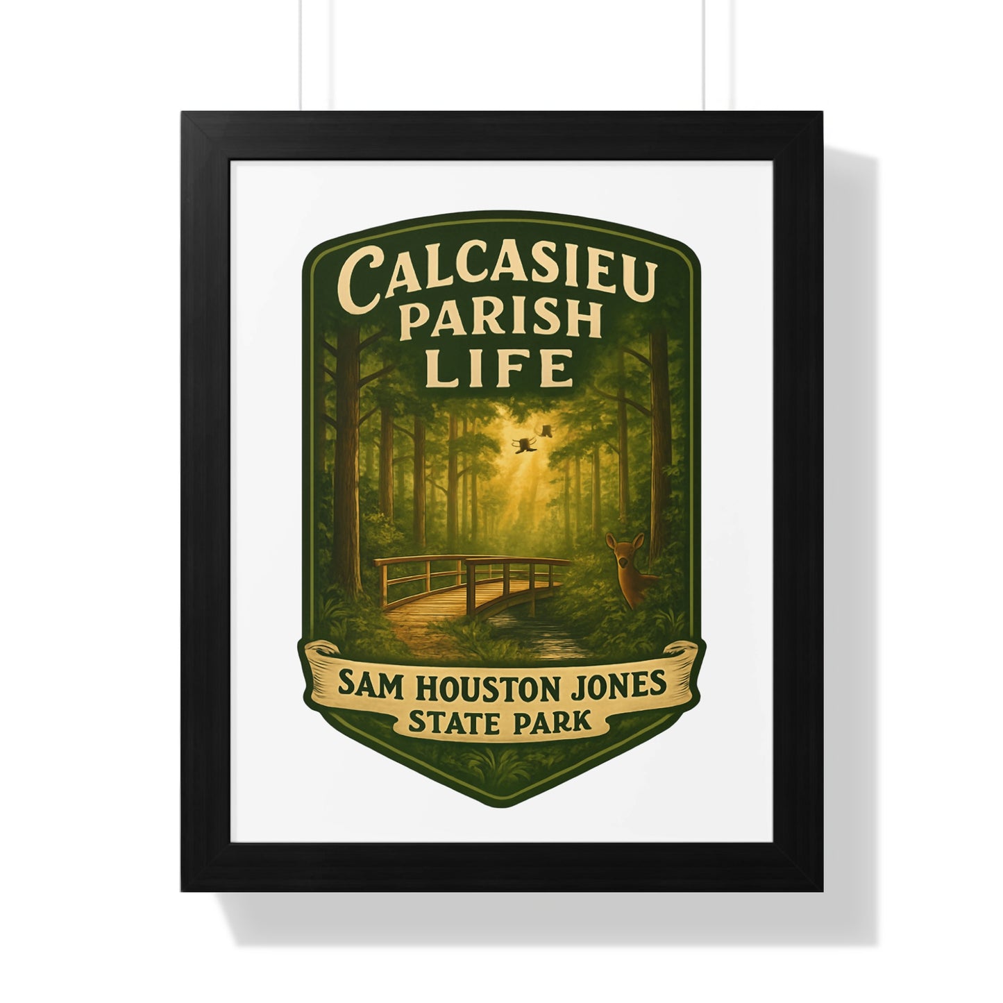 Calcasieu Parish Life Poster, Sam Houston Jones State Park, Nature Wall Art, Forest Landscape Print, Vintage Style Home Decor