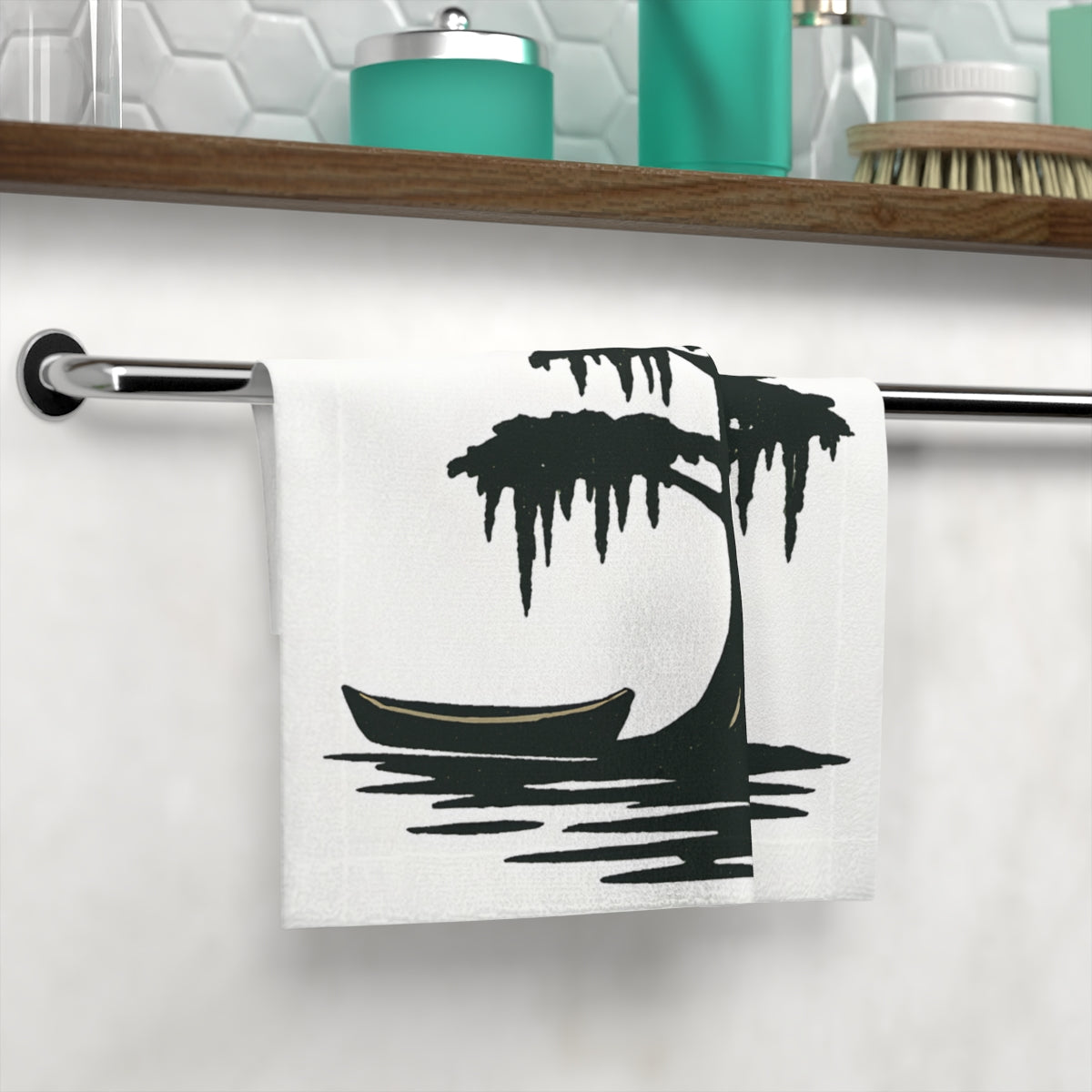 Tranquil Boating Scene Printed Towel Bathroom Product