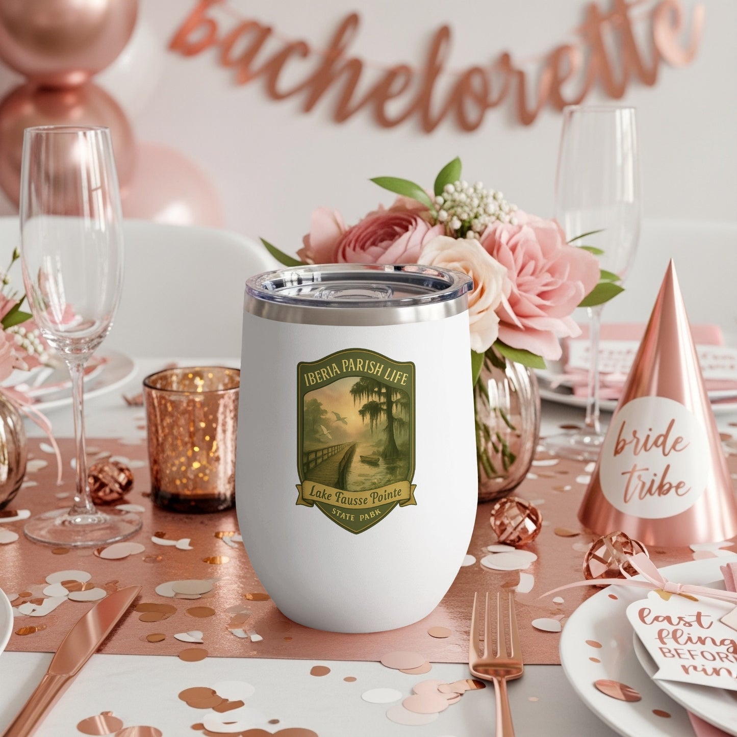 Custom Bachelorette Party Tumbler, Stainless Steel Insulated Cup, Floral Wedding Favor, Personalized Bridesmaid Gift, Elegant Drinkware