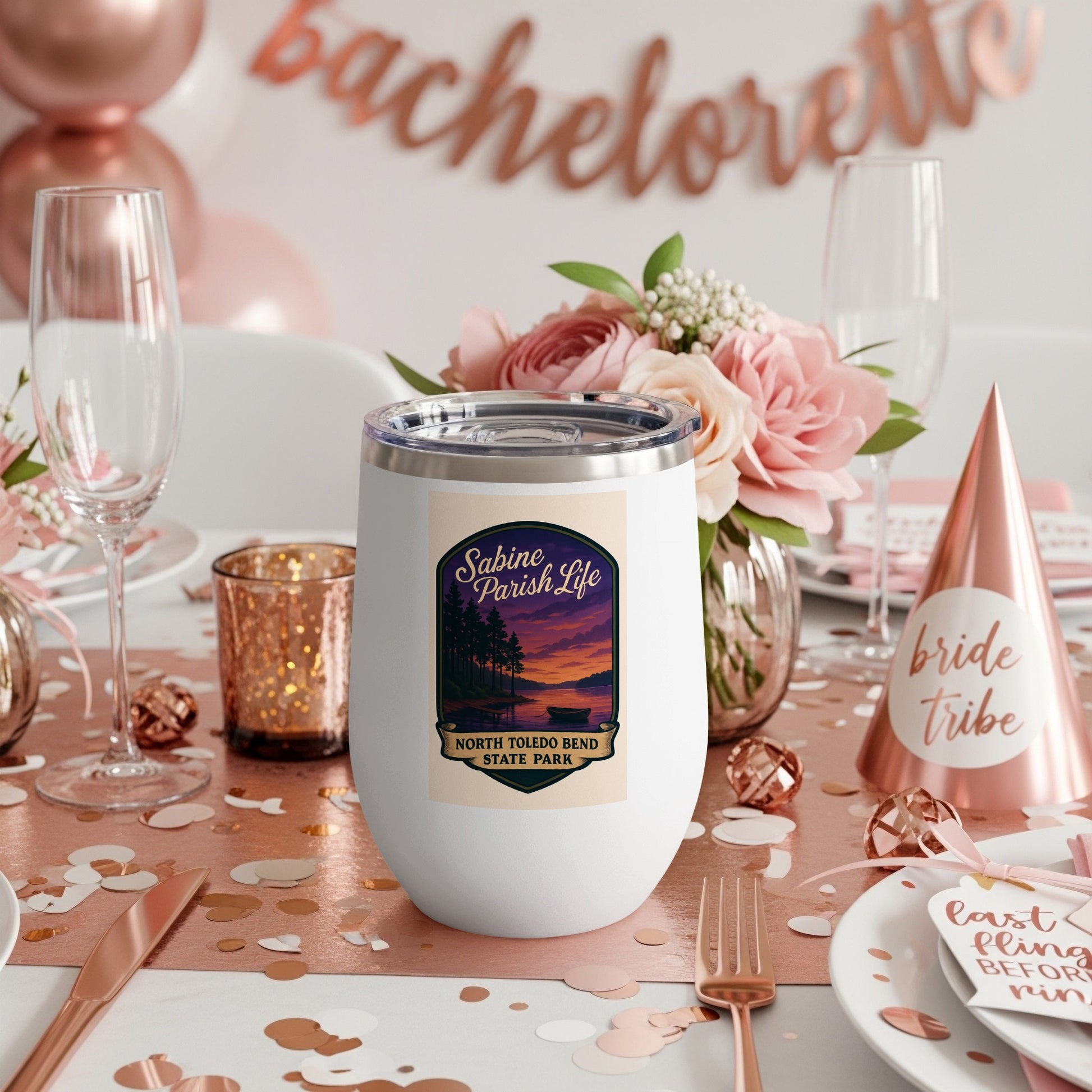 Custom Bachelorette Party Tumbler, Personalized Bridal Shower Gift, Insulated Wine Cup with Lid, Bride Tribe Favor