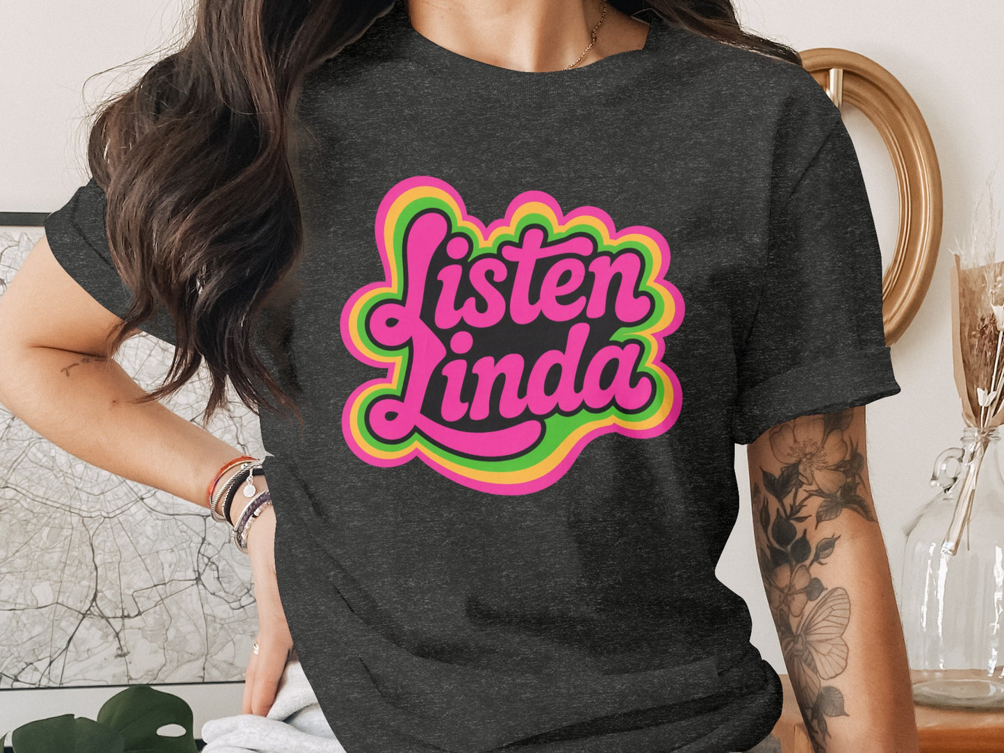 Listen Linda Colorful Graphic Shirt product type