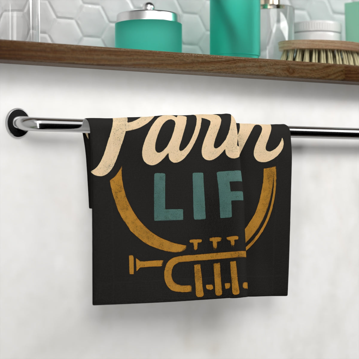 Funky Music Farm Life Design Black Towel product