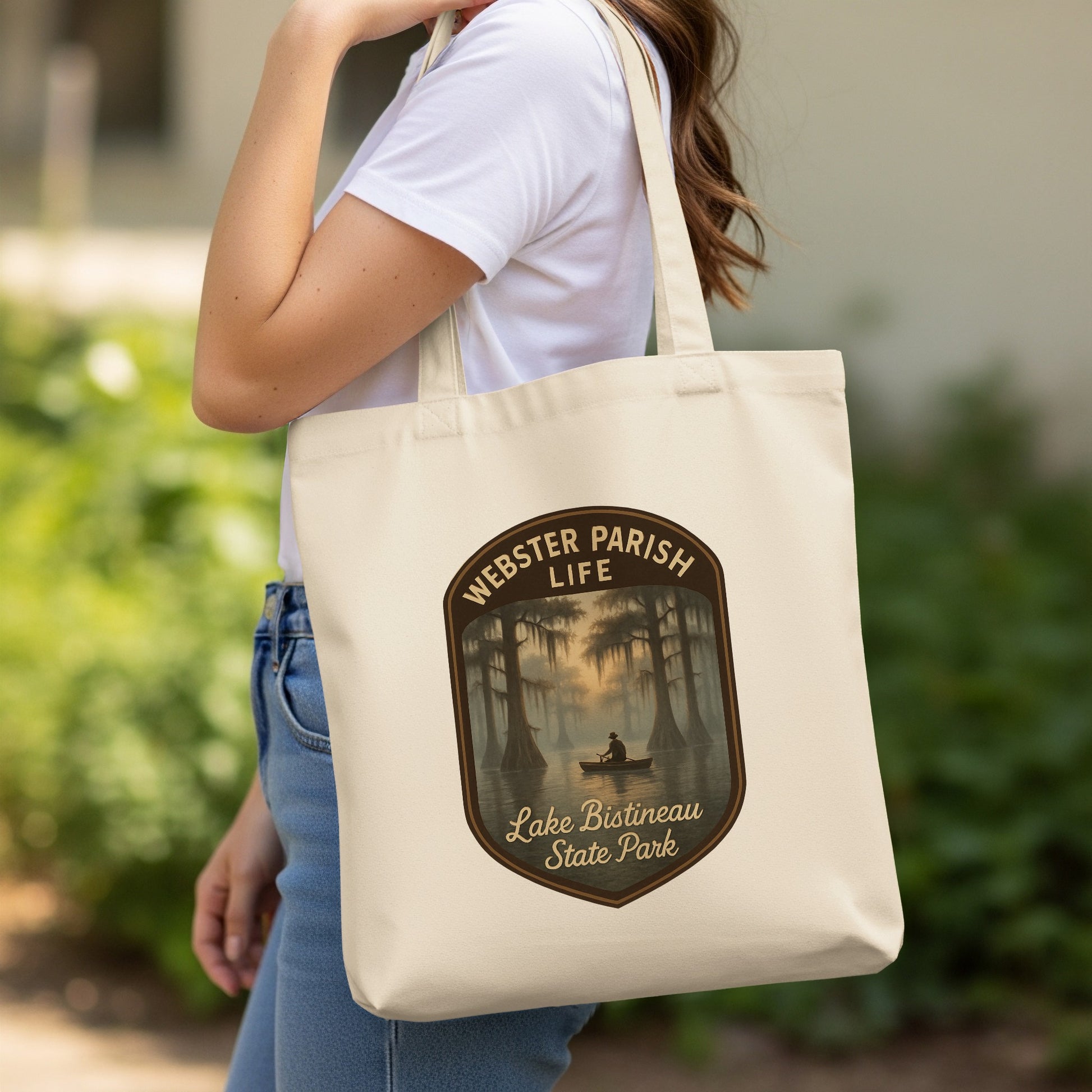 Lake Bistineau State Park Canvas Tote Bag, Webster Parish Life Eco-Friendly Shopping Bag, Fashionable Shoulder Bag