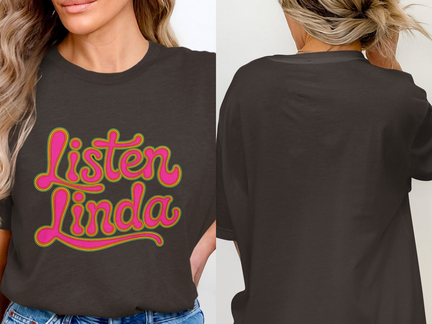 Listen Linda graphic vintage inspired casual t-shirt product type