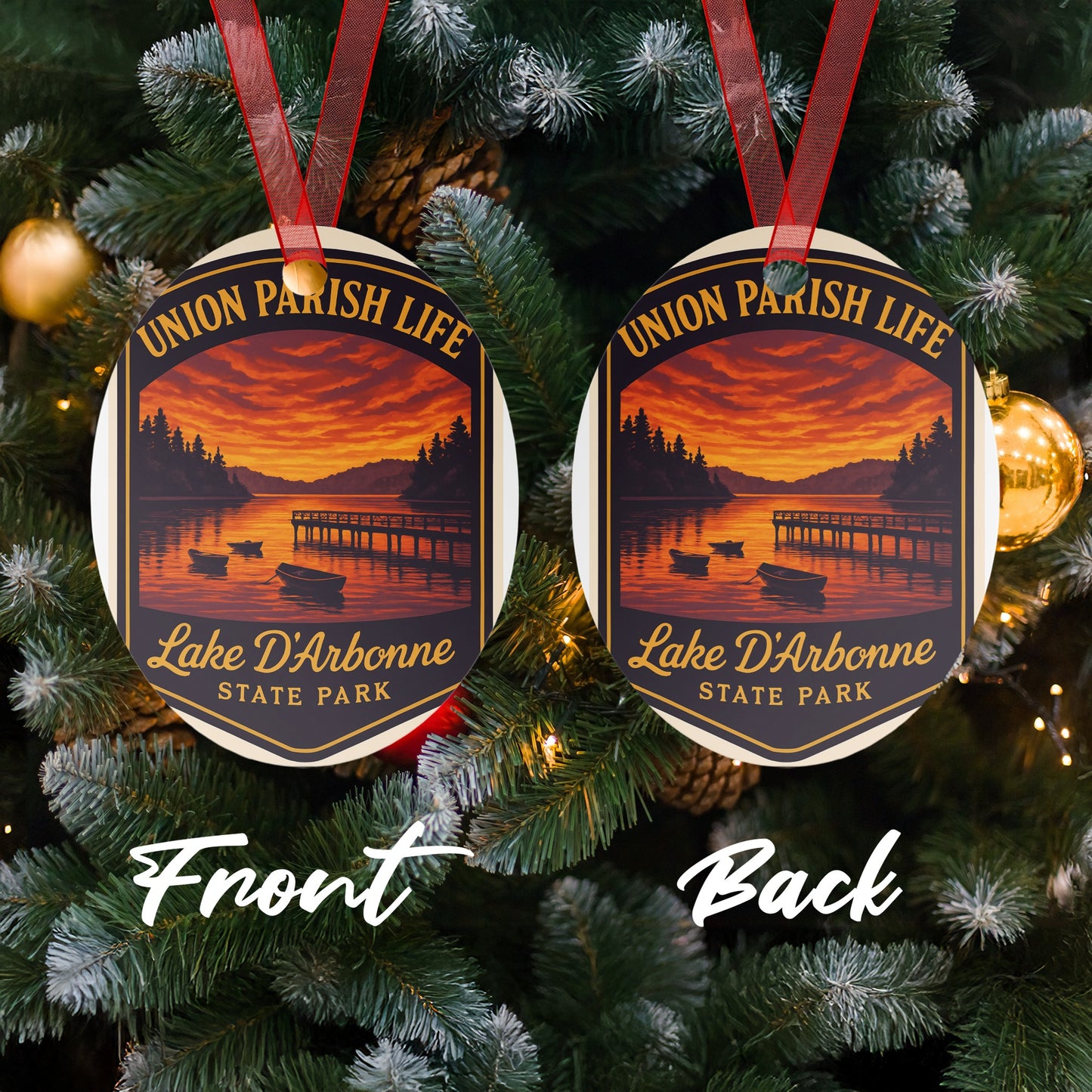 Union Parish Life Lake D'Arbonne State Park Christmas Ornament, Scenic Sunset Gift