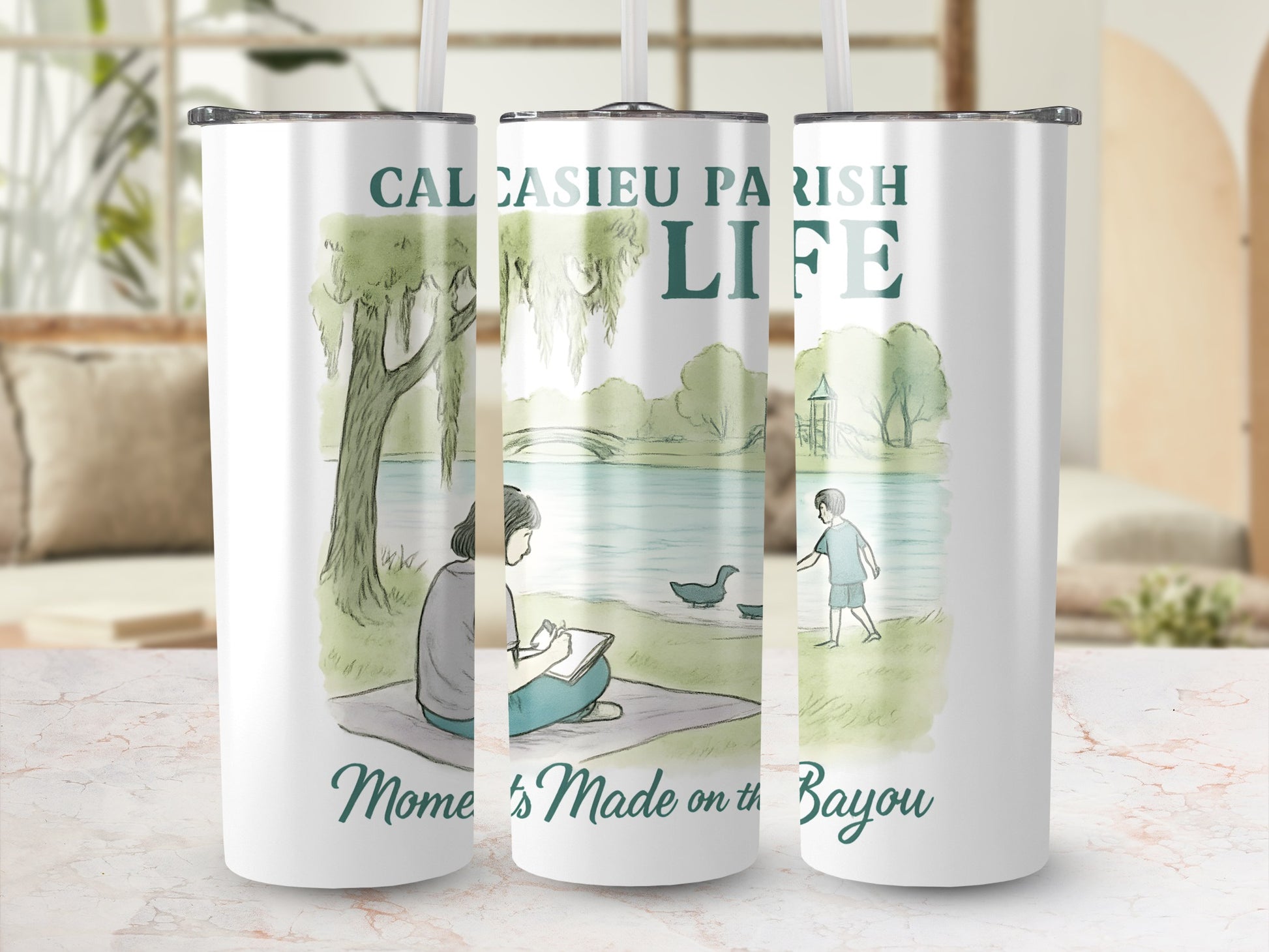 Calcasieu Parish Life Tumbler, Made on the Bayou Scenic Design, Insulated Travel Mug, Unique Gift Idea