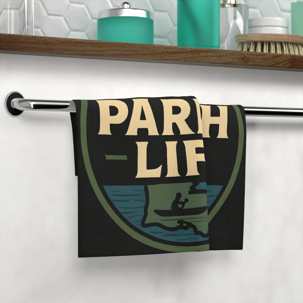 Park Life Printed Towel with Lake Scenery Design product