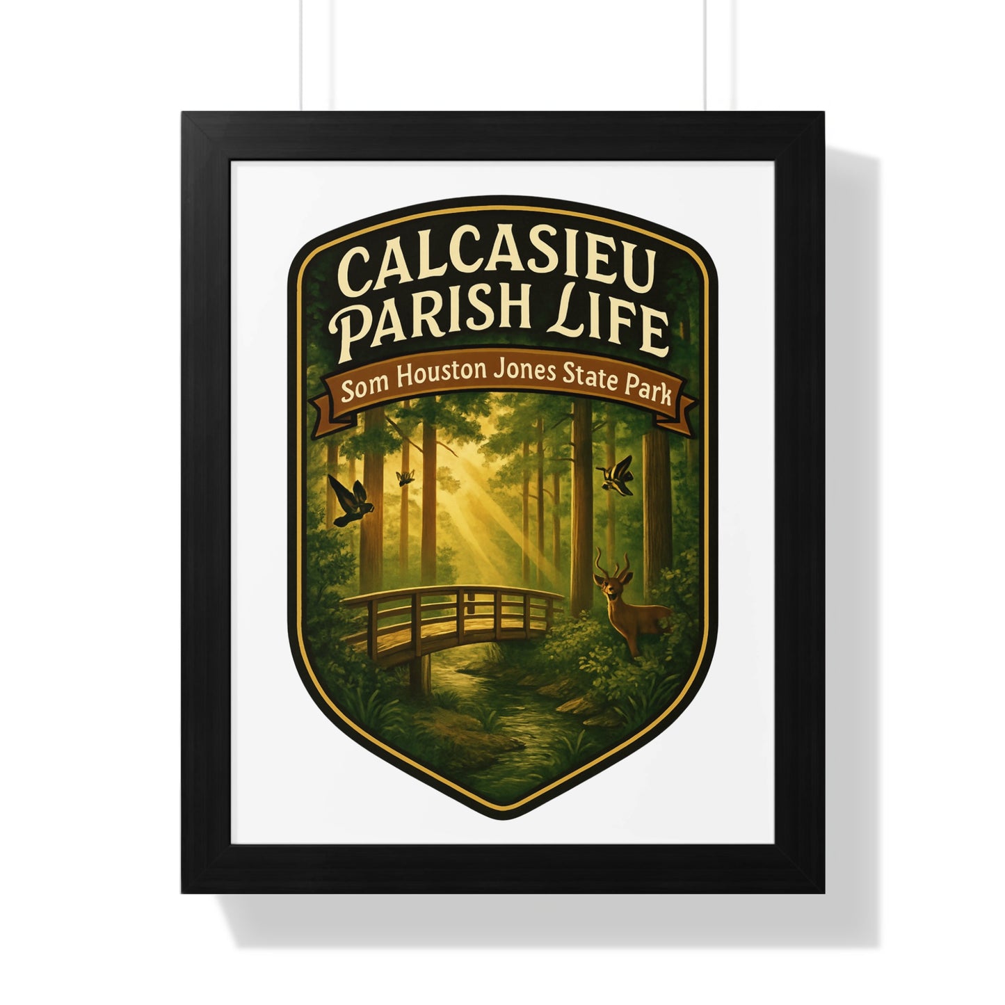 Calcasieu Parish Life Vintage Poster, Sam Houston State Park Wall Art, Nature Inspired Decor, Louisiana Travel Print, Framed Artwork