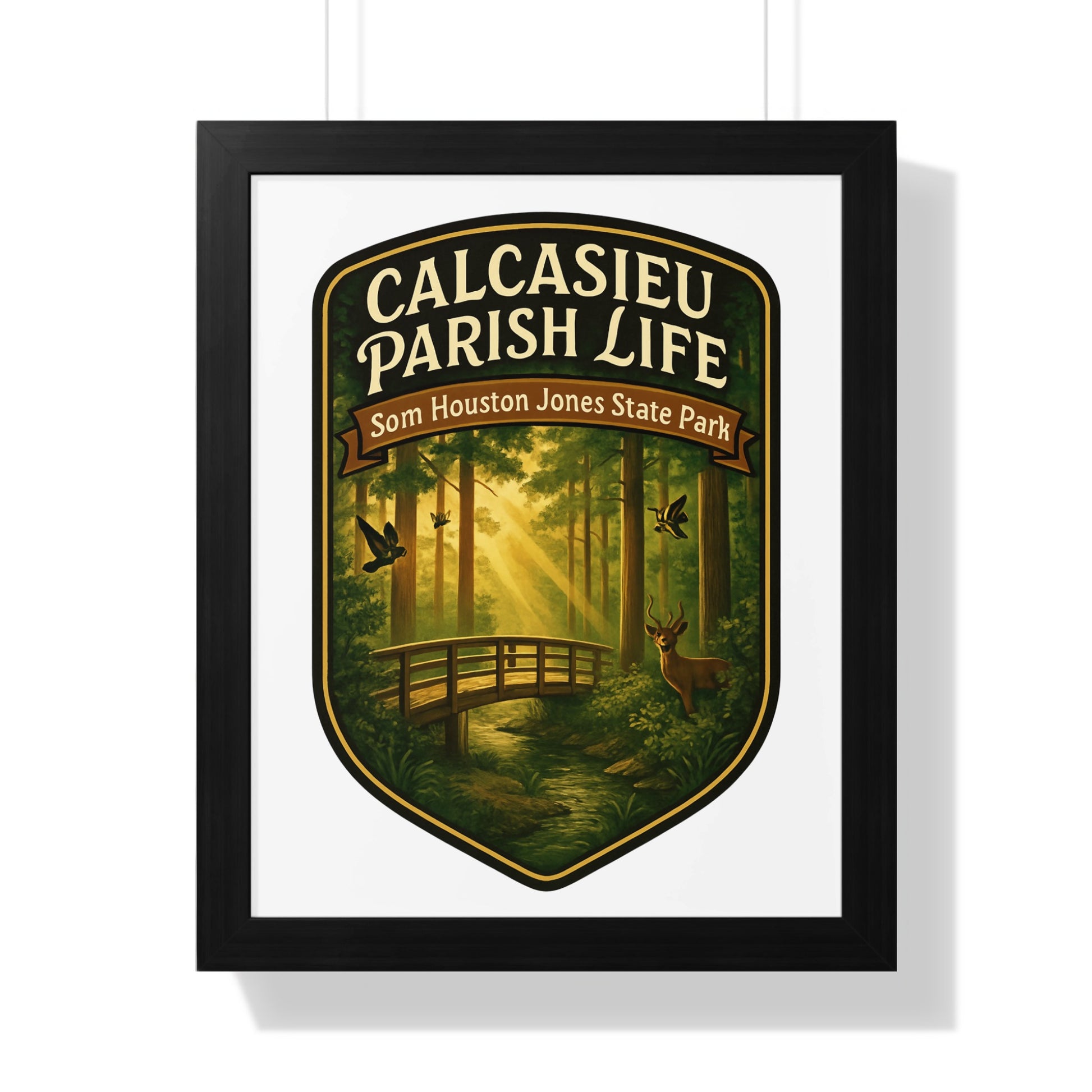 Calcasieu Parish Life Vintage Poster, Sam Houston State Park Wall Art, Nature Inspired Decor, Louisiana Travel Print, Framed Artwork
