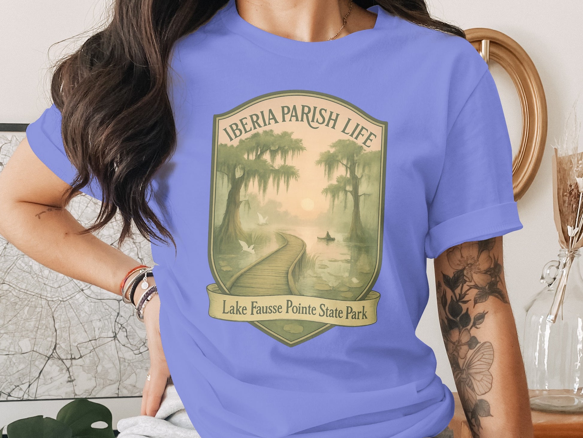 Iberia Parish Life T-Shirt, Lake Fausse Pointe State Park Graphic Tee, Vintage Style Louisiana Apparel