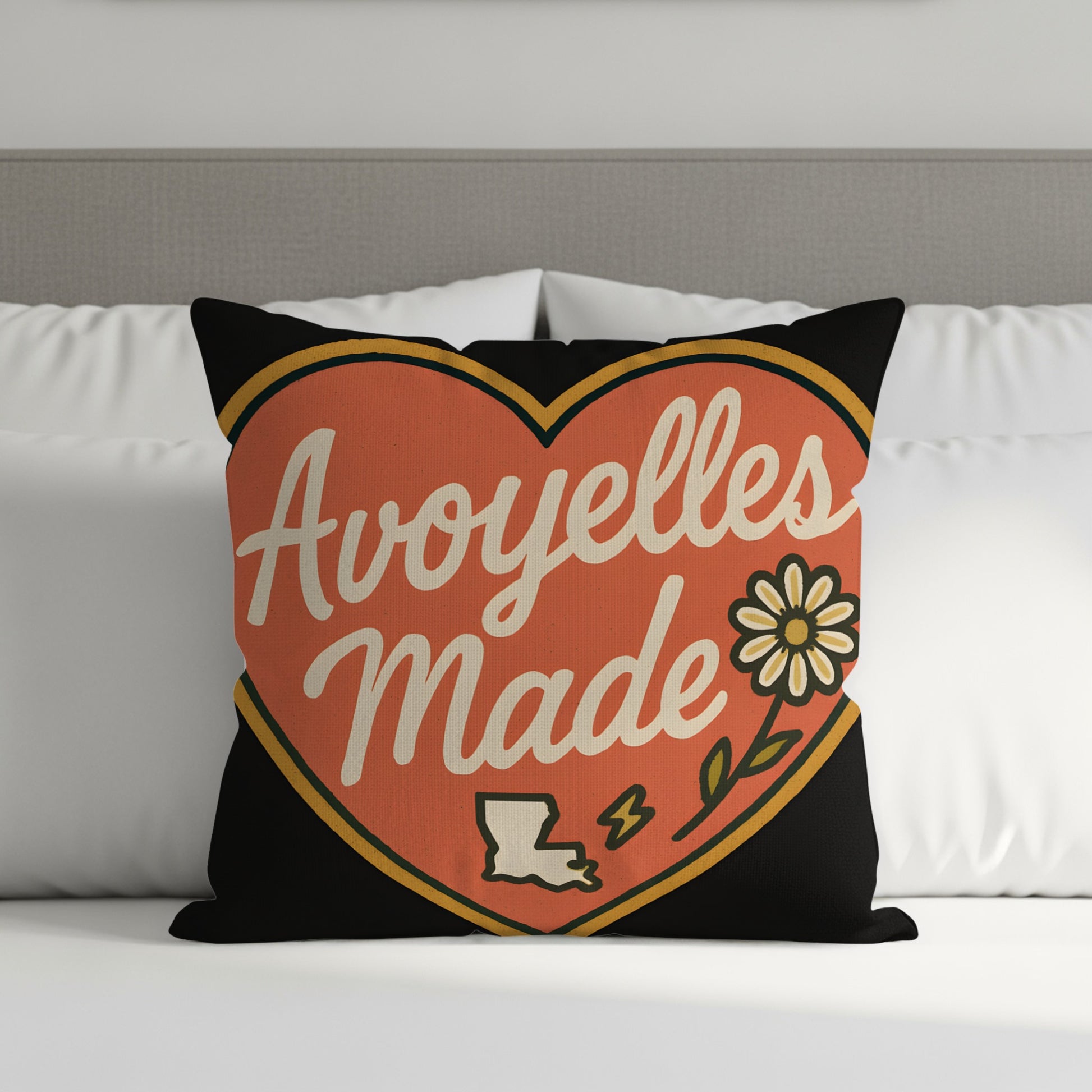 Heart Shaped Avoyelles Made Pillow with State Outline product