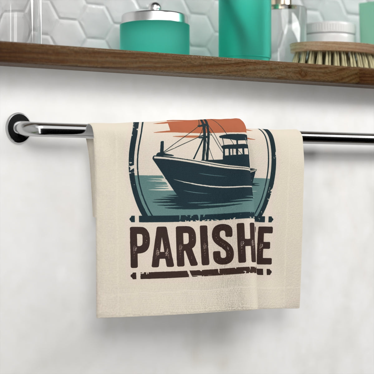 Vintage Style Parishe Boat Print Bathroom Towel product type