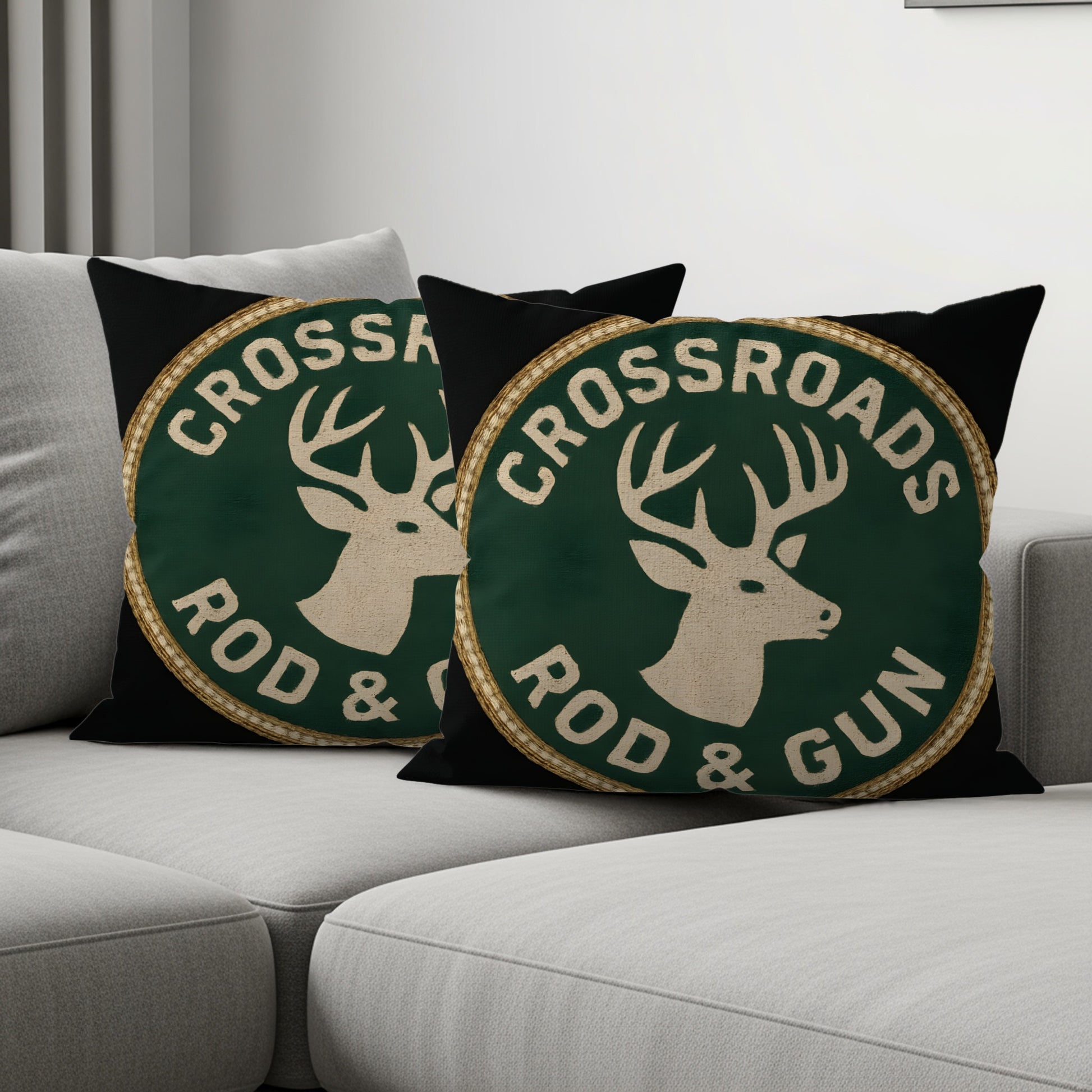 Crossroads Rod and Gun Logo Design Pillow Product