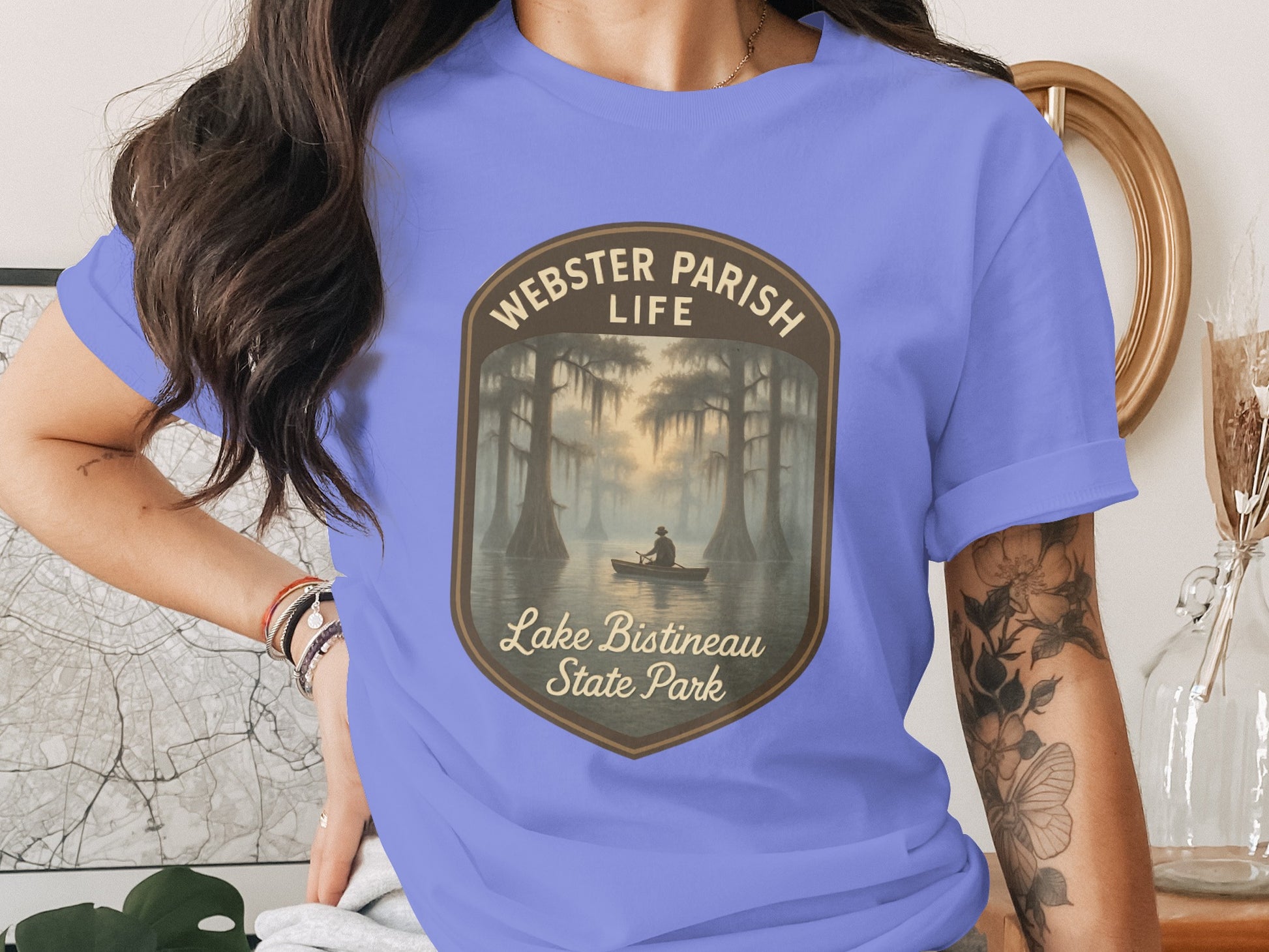 Webster Parish Life Lake Bistineau State Park Graphic T-Shirt, Casual Blue Tee