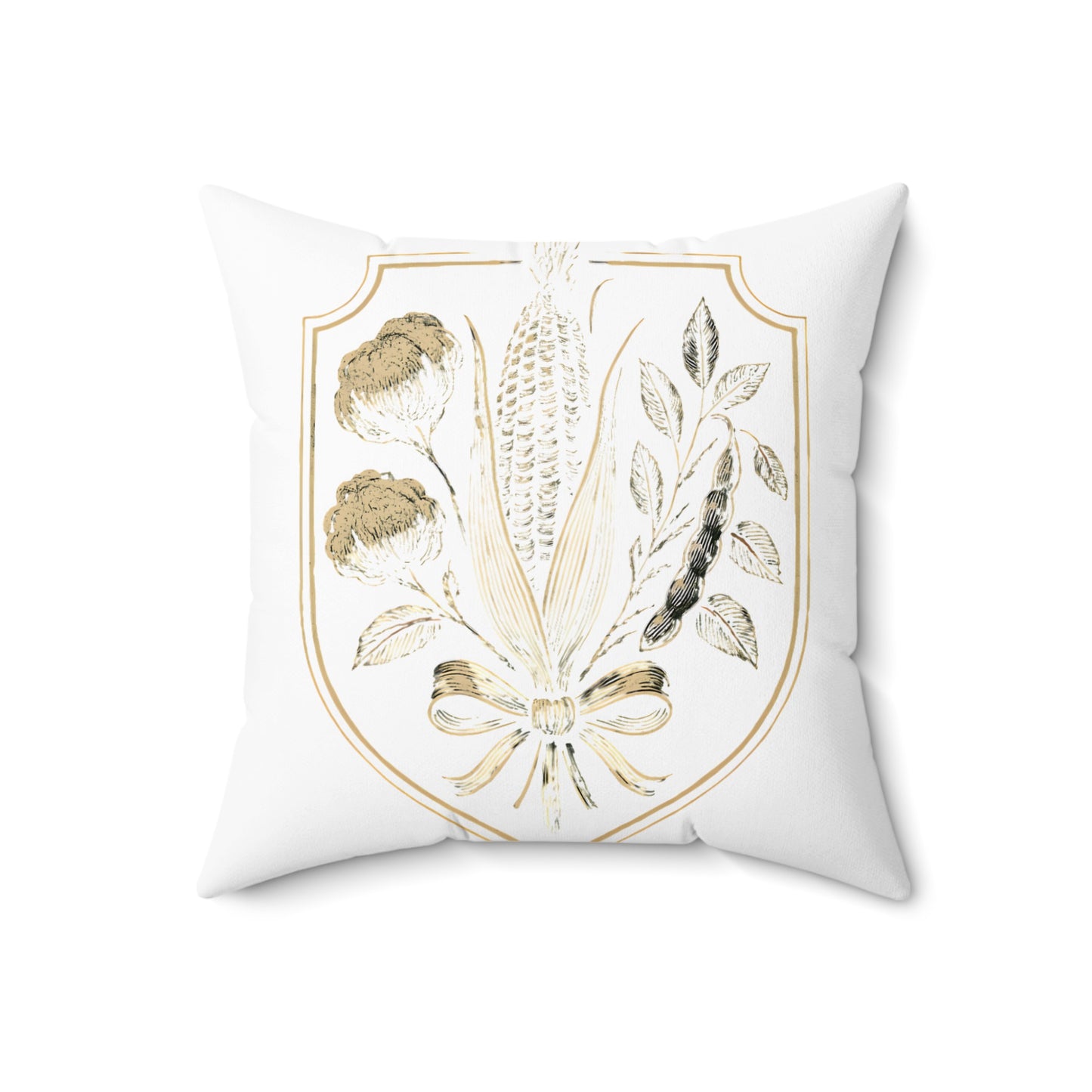 Elegant Floral Shield Design White Throw Pillow product type