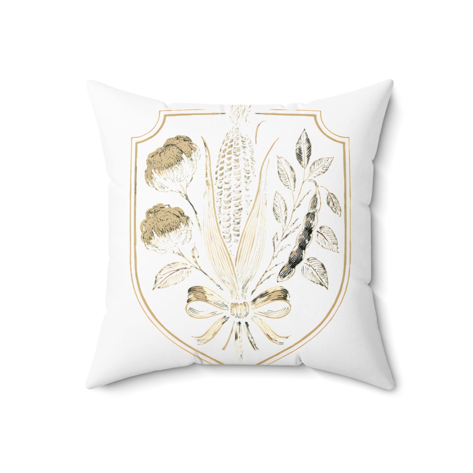 Elegant Floral Shield Design White Throw Pillow product type
