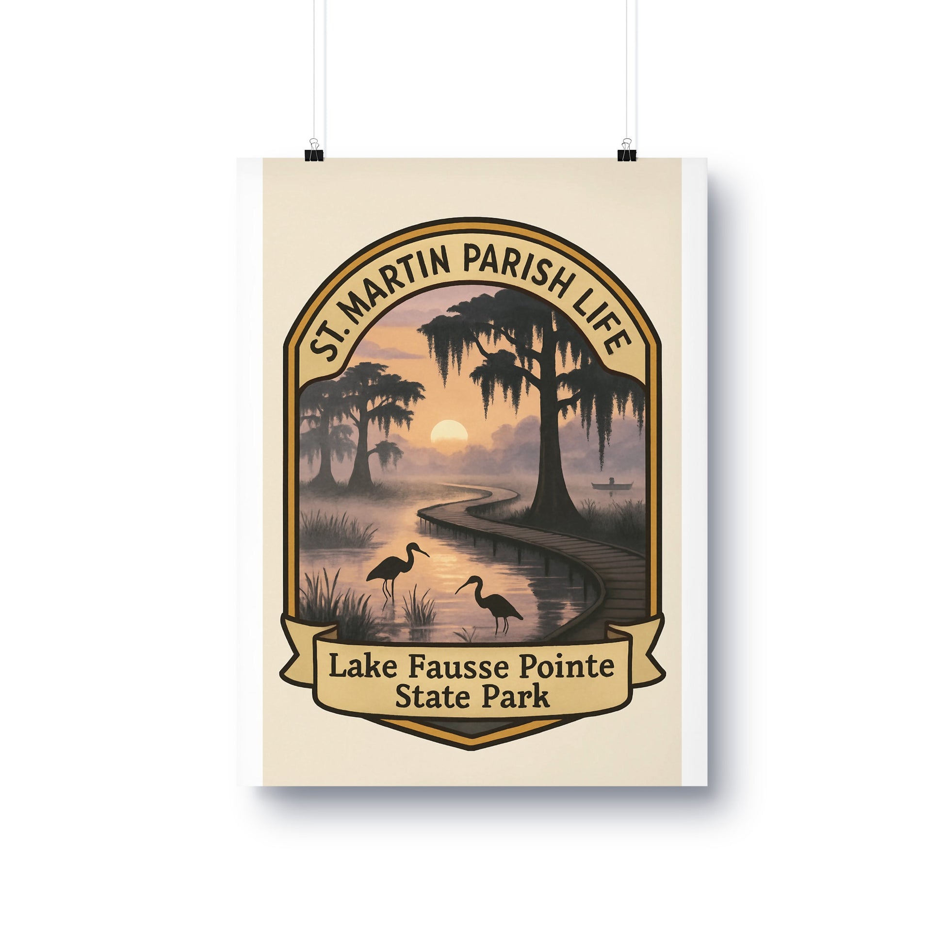 Vintage Style St. Martin Parish Life Poster, Lake Fausse Pointe State Park Art, Retro Travel Print, Wall Decor