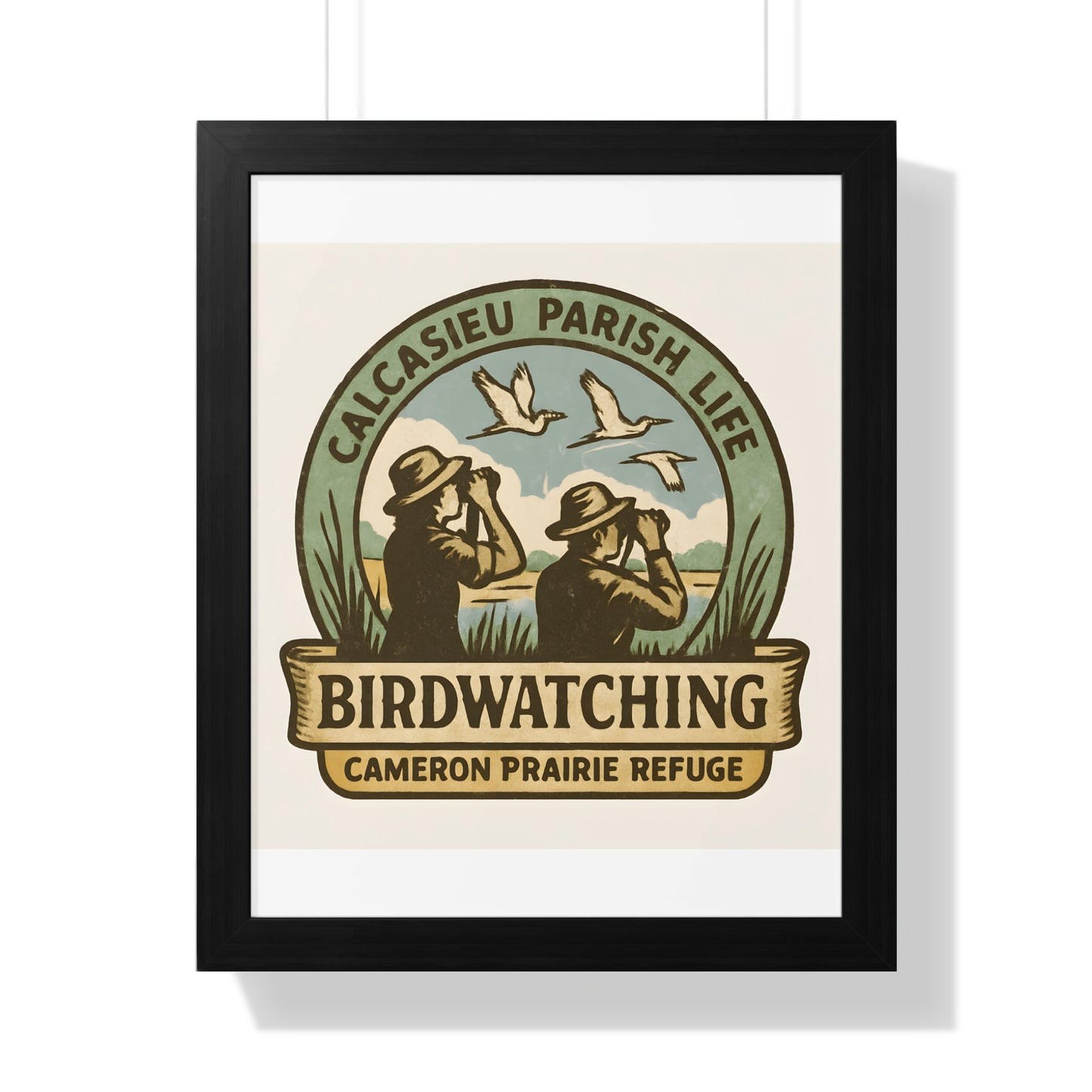 Vintage Birdwatching Poster, Calcasieu Parish Life, Cameron Prairie Refuge Art Print, Nature Wall Decor