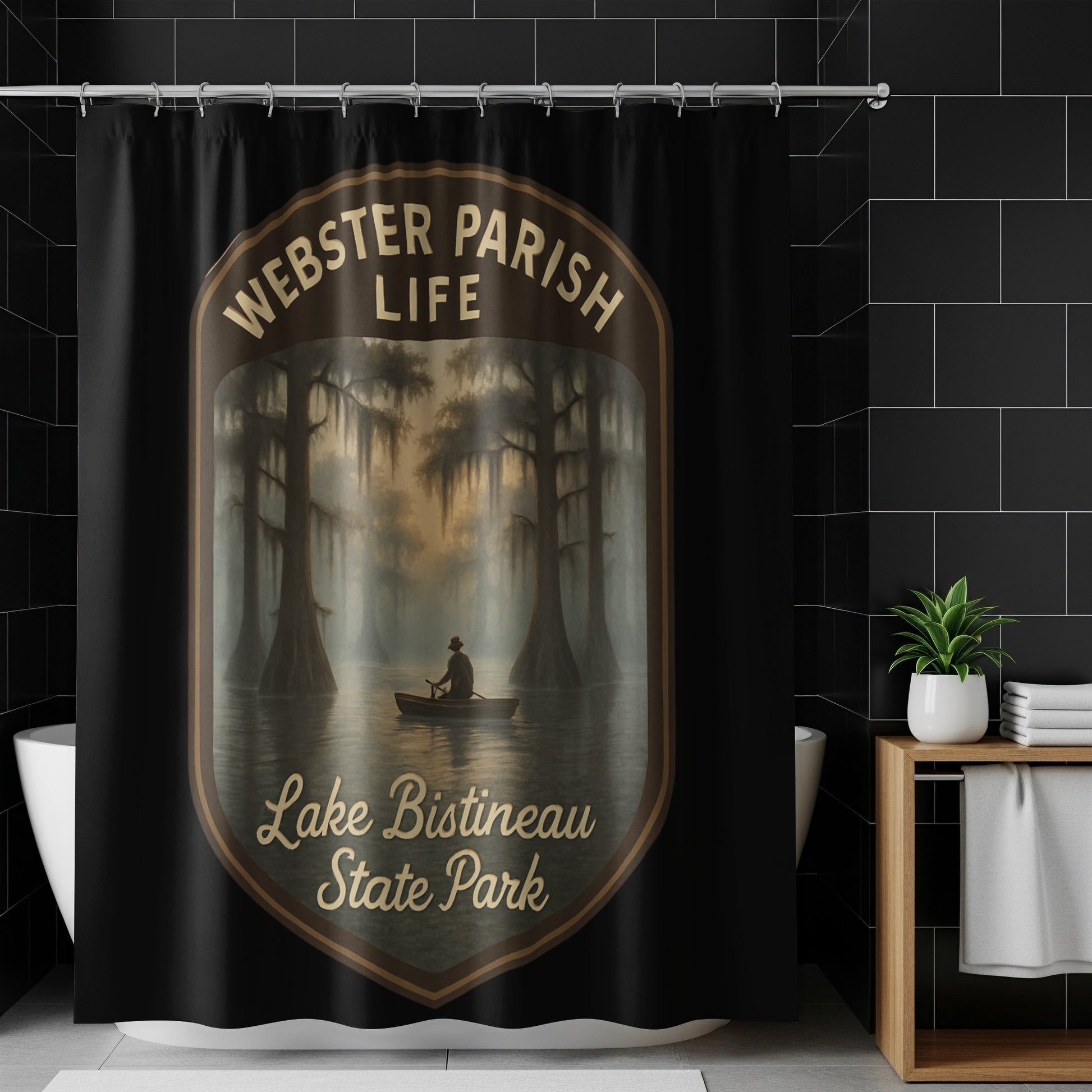 Lake Bistineau State Park Shower Curtain, Rustic Webster Parish Decor, Nature Scenic Bath Accessory