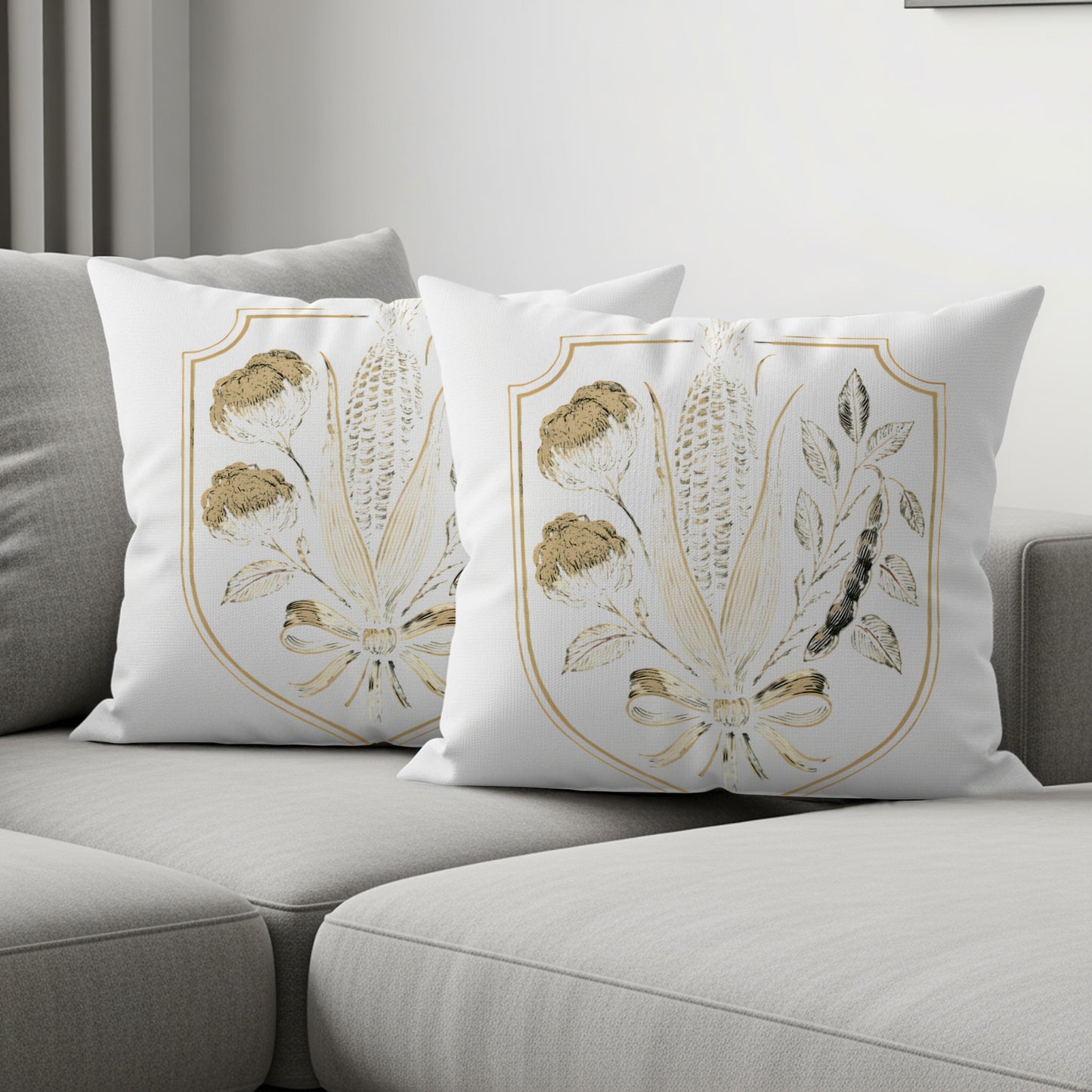 Elegant Gold Foil Floral Design Throw Pillow product