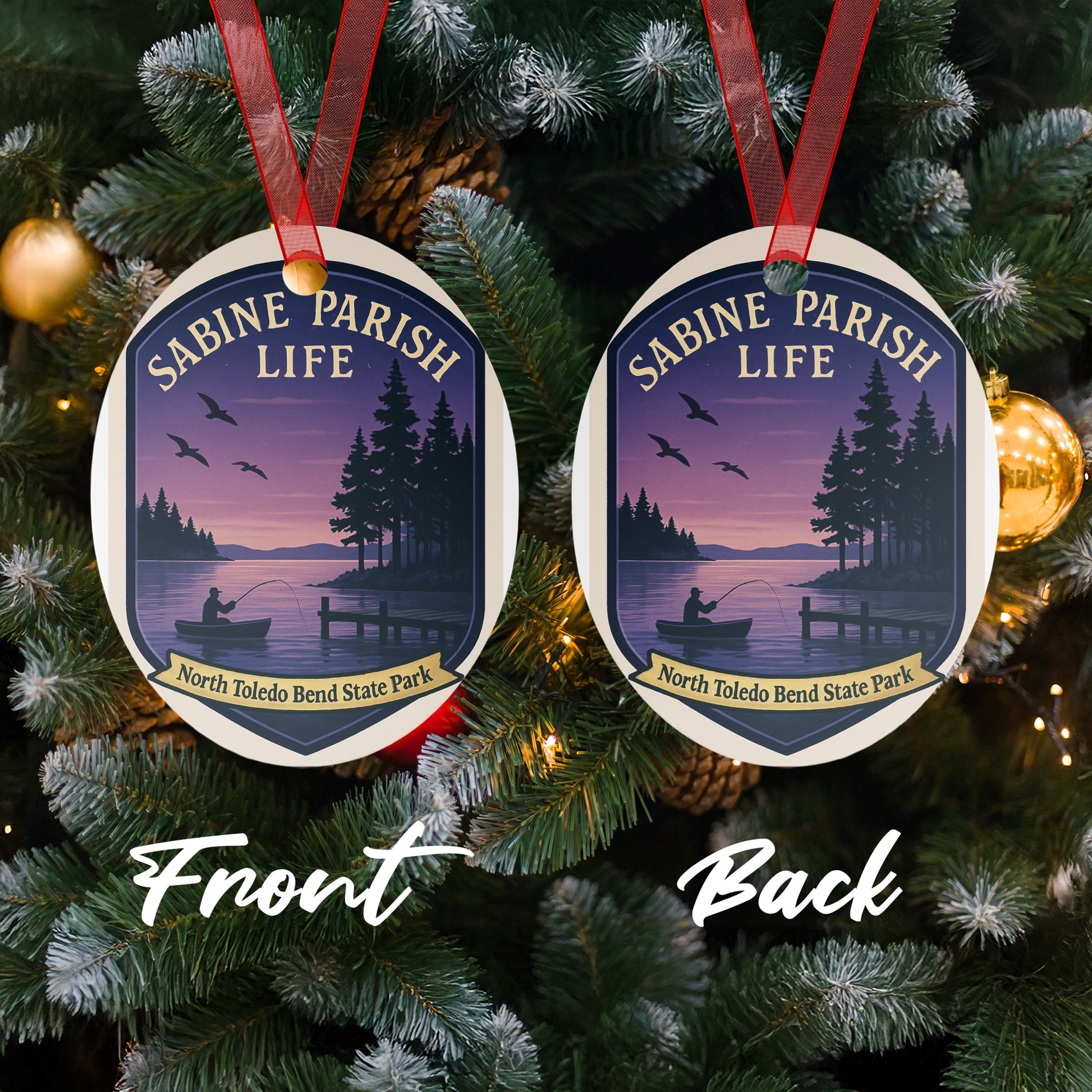 Sabine Parish Life Christmas Ornament, North Toledo Bend State Park, Fishing Lake Sunset, Holiday Decor, Tree Decoration, Gift Idea