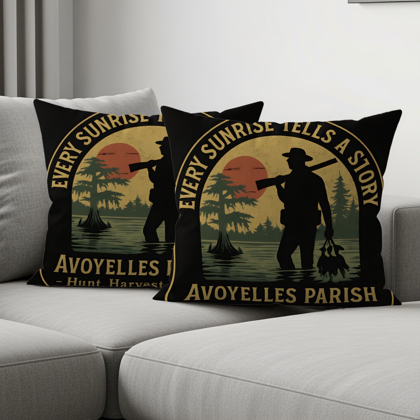 Sunrise Hunting Scene Avoyelles Parish Throw Pillow product type