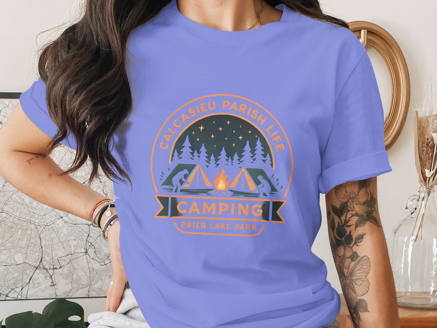 Calcasieu Parish Life Camping T-Shirt, Prien Lake Park Graphic Tee, Outdoor Adventure Apparel