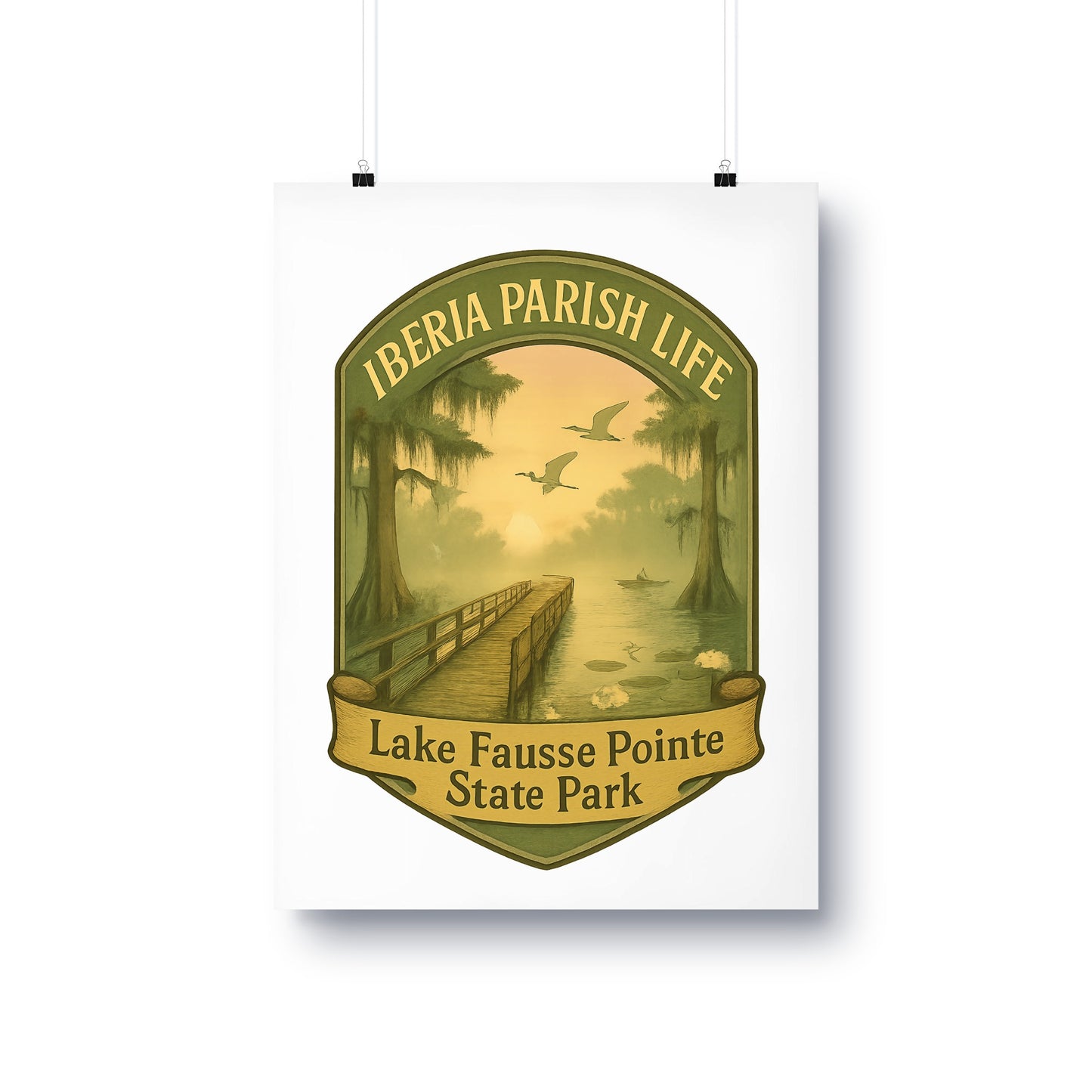Vintage Iberia Parish Life Poster, Lake Fausse Pointe State Park Wall Art, Scenic Landscape Print, Nature Home Decor