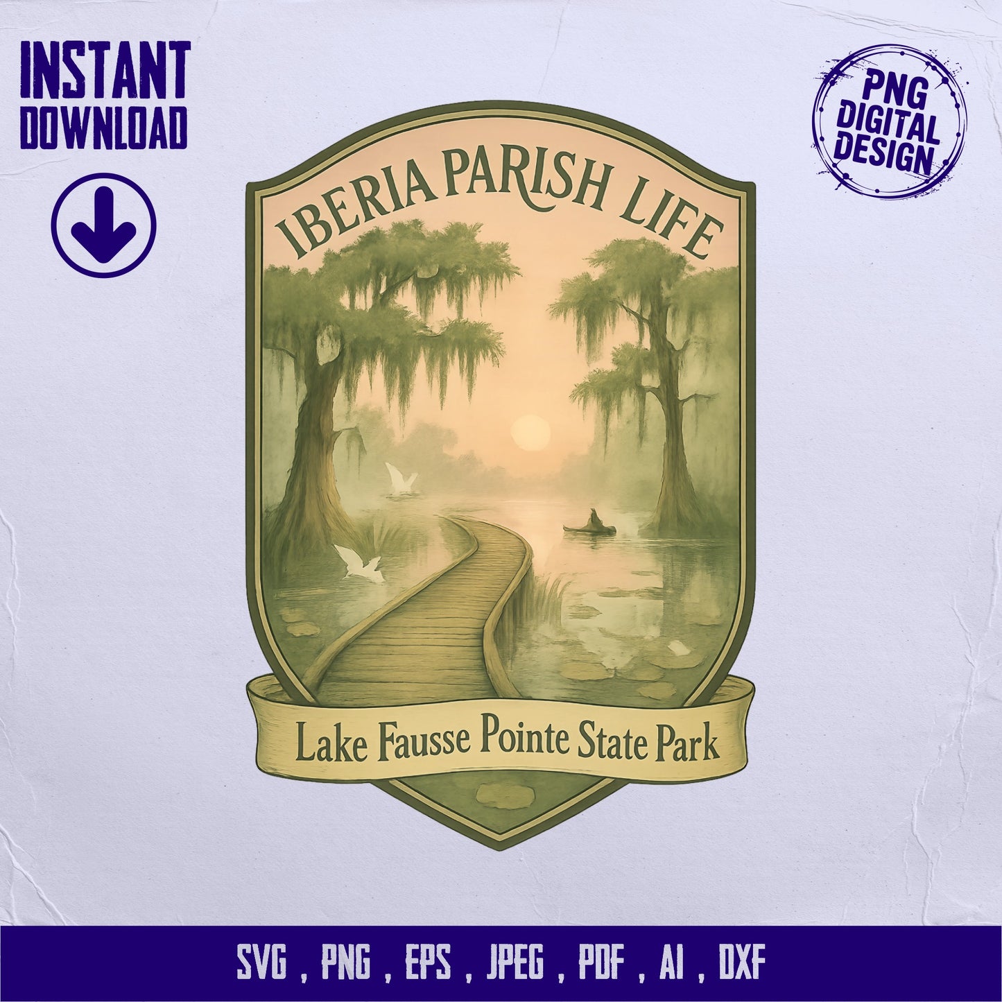 Iberia Parish Life, Lake Fausse Pointe State Park Digital svg, png, eps, jpeg, pdf, ai, dxf Instant Download