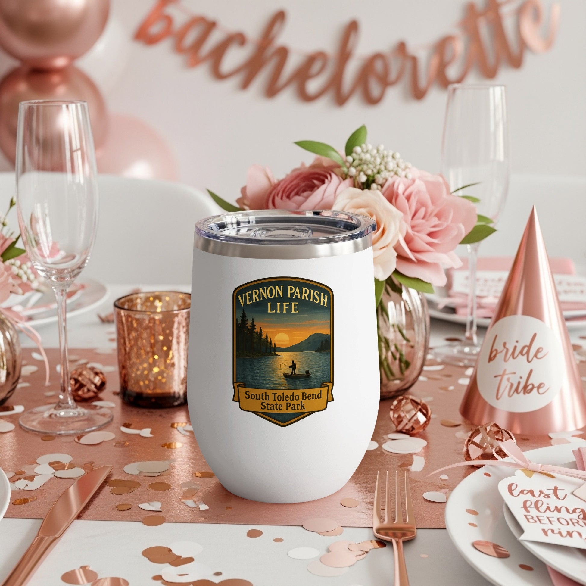 Bachelorette Party Tumbler, Custom Vernon Parish Life Insulated Cup, South Toledo Bend State Park, Bride Tribe Gift