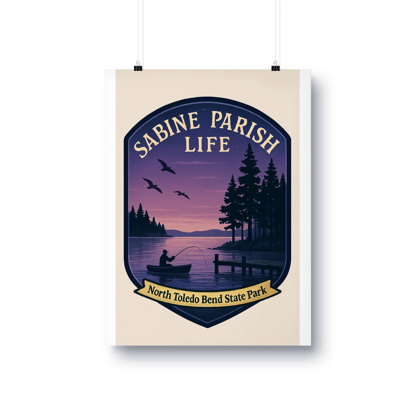 Sabine Parish Life North Toledo Bend State Park Vintage Poster, Rustic Cabin Decor, Lake House Wall Art, Fishing Theme Print